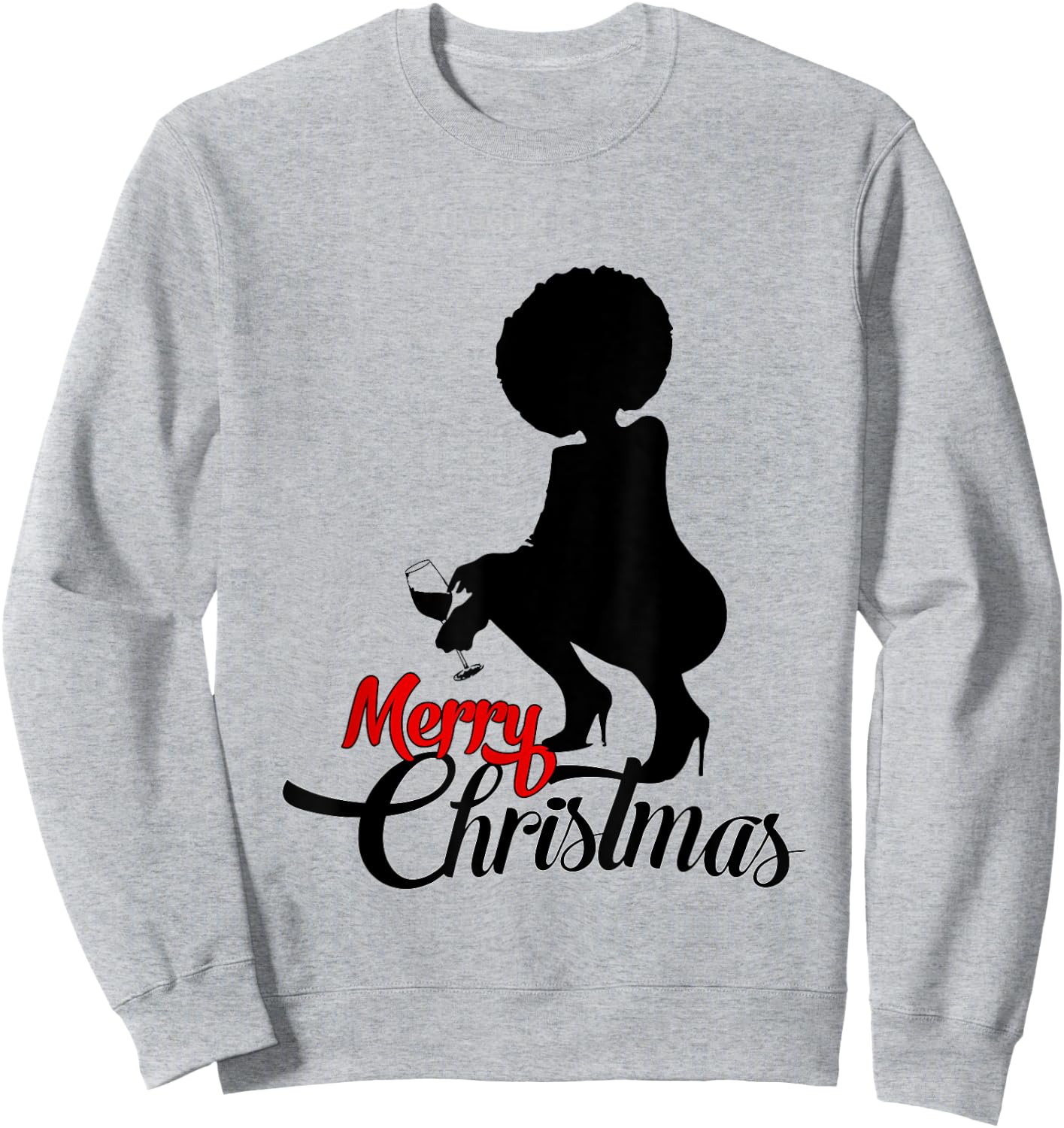 Black African American Christmas Black Women Wine Lovers Sweatshirt - Sweatshirt | Ash