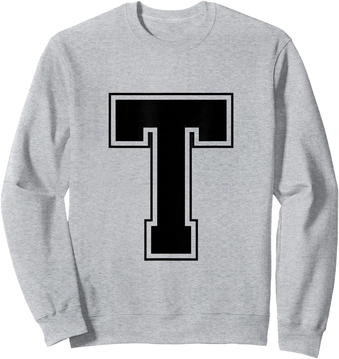 Letter T Big Bold Capital Varsity Alphabet Monogram Sweatshirt - Sweatshirt | Ash