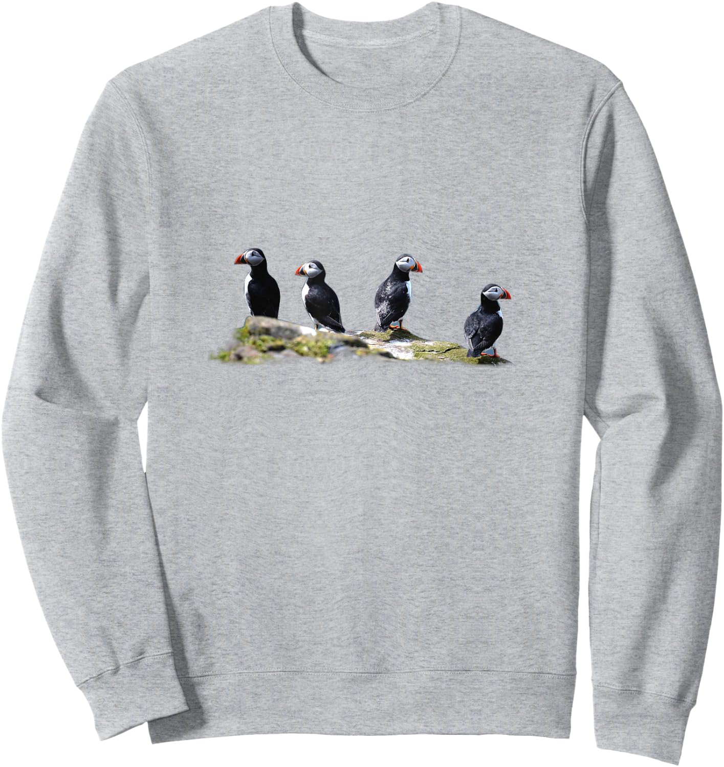 Cute Seabird - Puffin Birds On The Rock Sweatshirt - Sweatshirt | Ash
