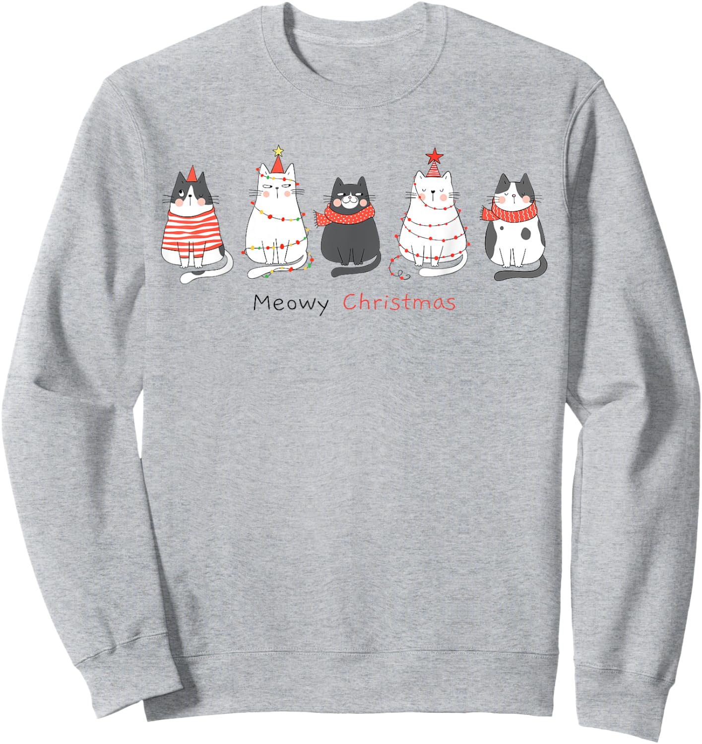 Funny Christmas Cats - Matching Family Meowy Pajamas Catmas Sweatshirt - Sweatshirt | Ash
