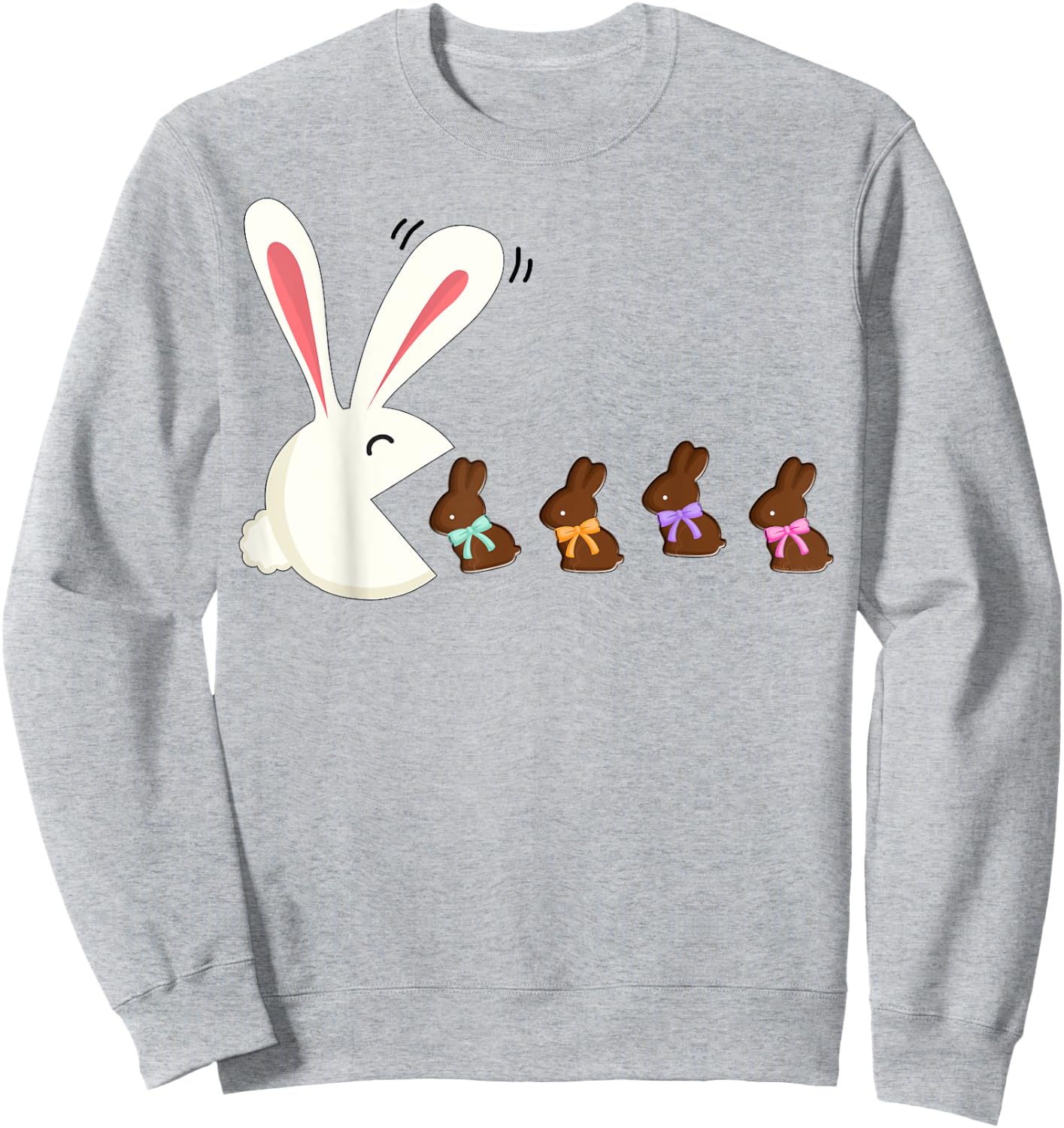 Funny Easter Rabbit Eating Chocolate Easter Bunnies Easter Sweatshirt - Sweatshirt | Ash