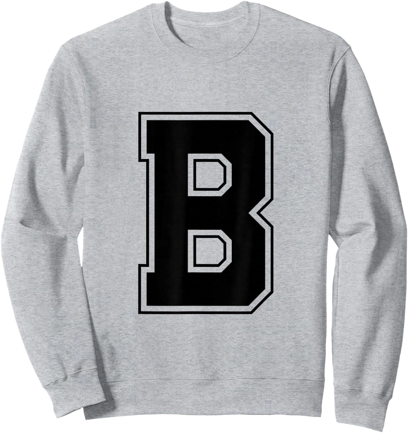 Letter B Big Bold Capital Varsity Alphabet Monogram Sweatshirt - Sweatshirt | Ash