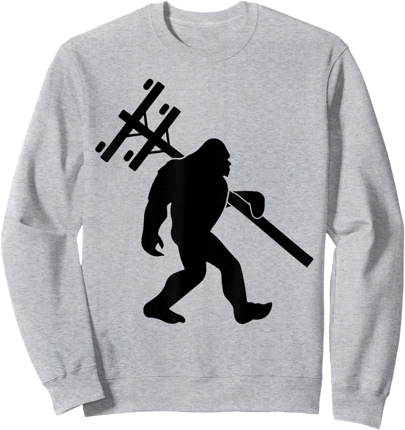 Funny Lineman bigfoot hanging Electricity column electrician Sweatshirt - Sweatshirt | Ash
