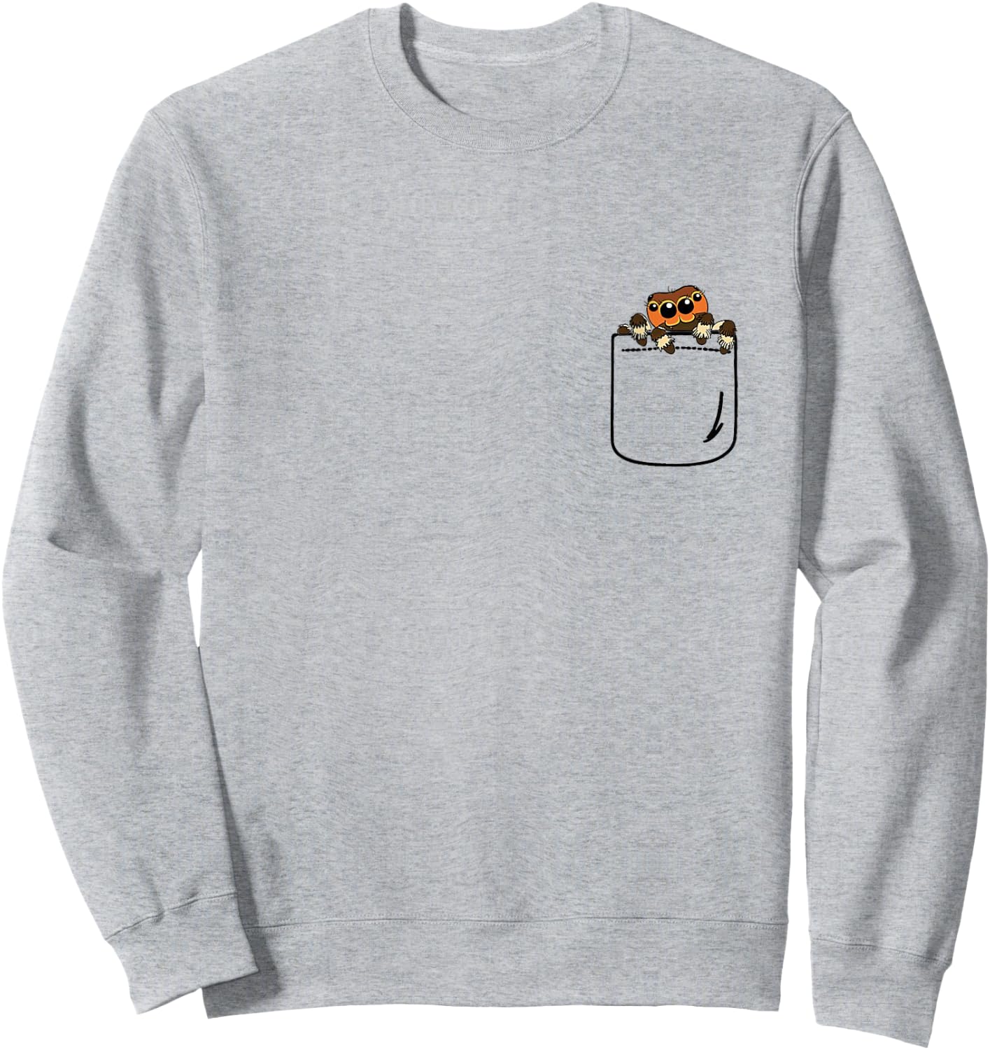 Jumping Spider in Pocket Funny Spider Crazy Lover Gift Sweatshirt - Sweatshirt | Ash