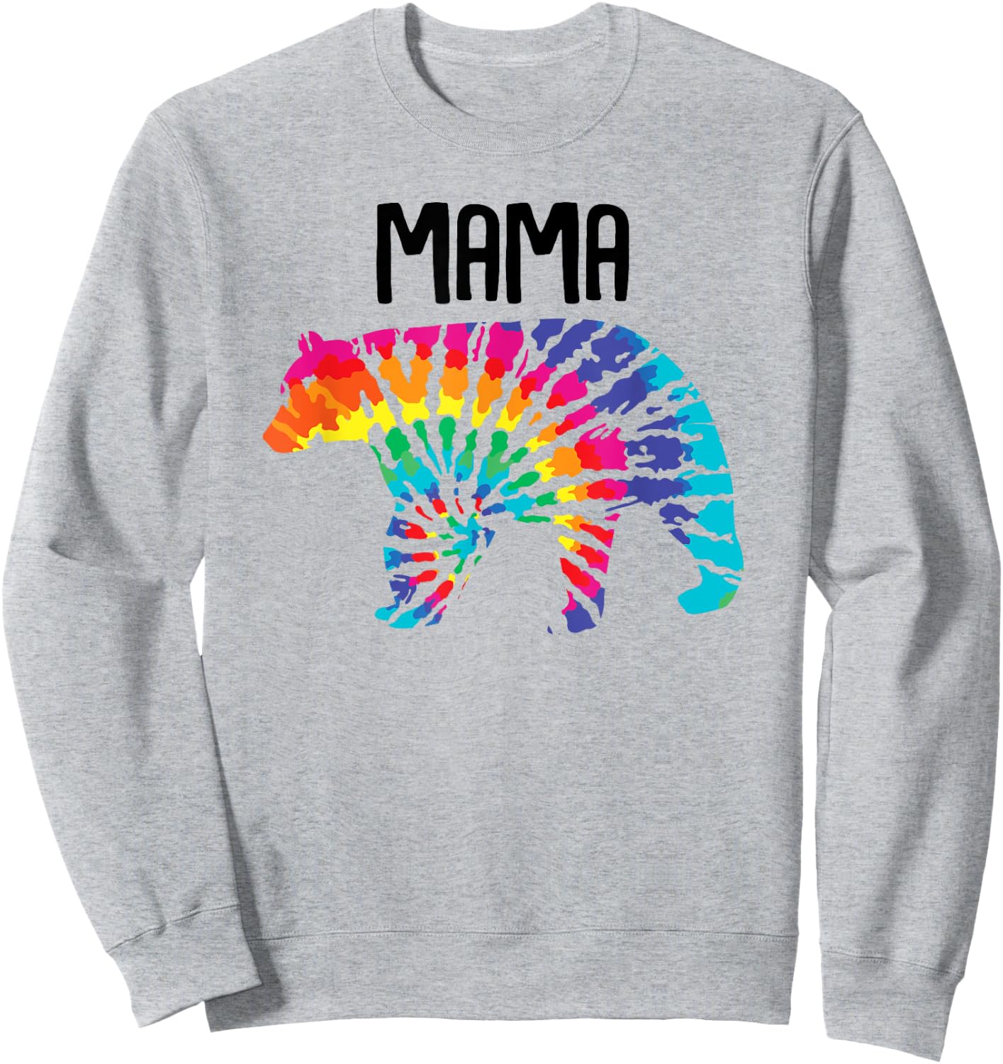 Mama Bear Rainbow Tye Dye Bear Matching Family Sweatshirt - Sweatshirt | Ash