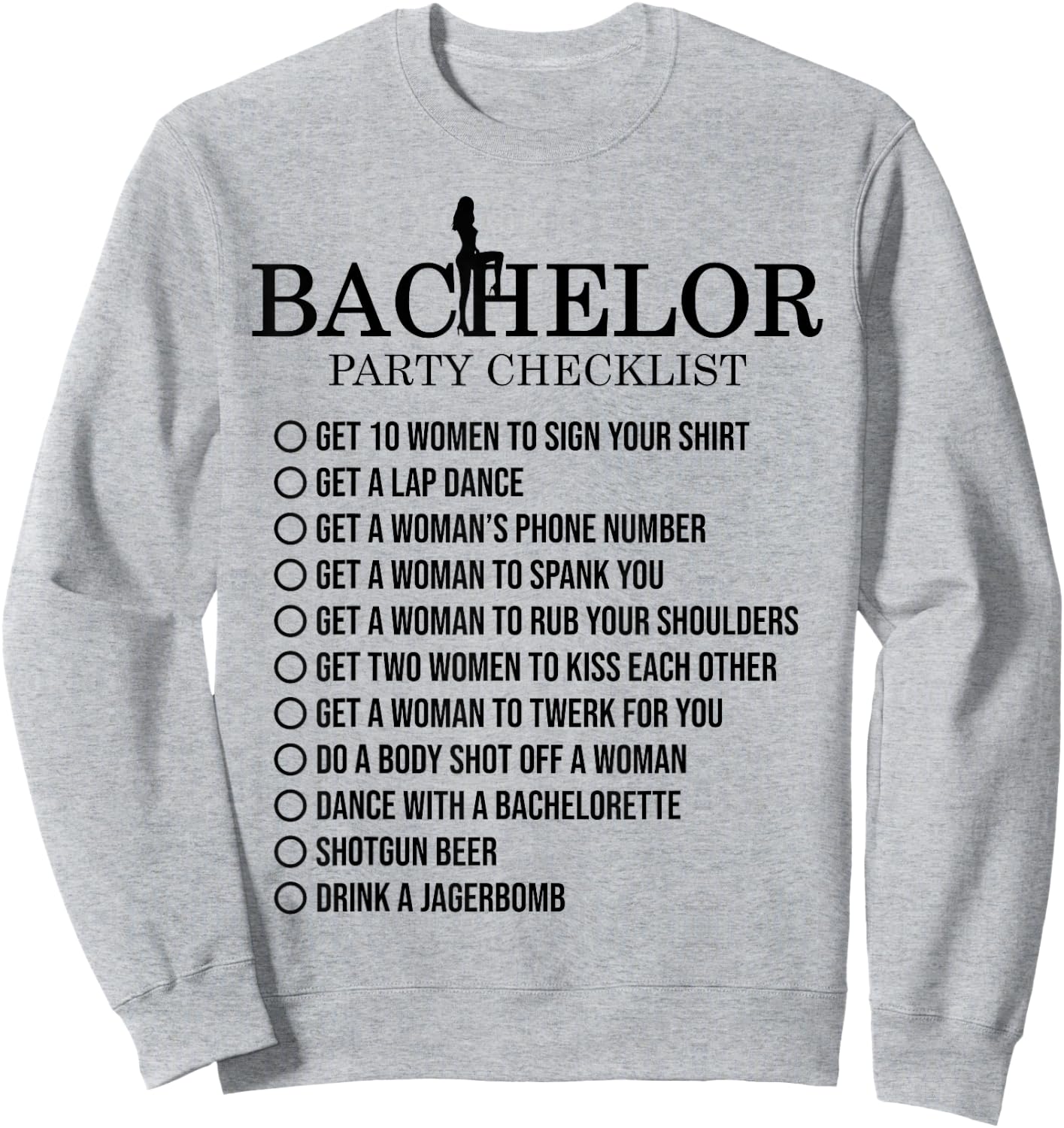 Groomsmen Groom Squat Men Bachelor Supplies Party Checklist Sweatshirt - Sweatshirt | Ash