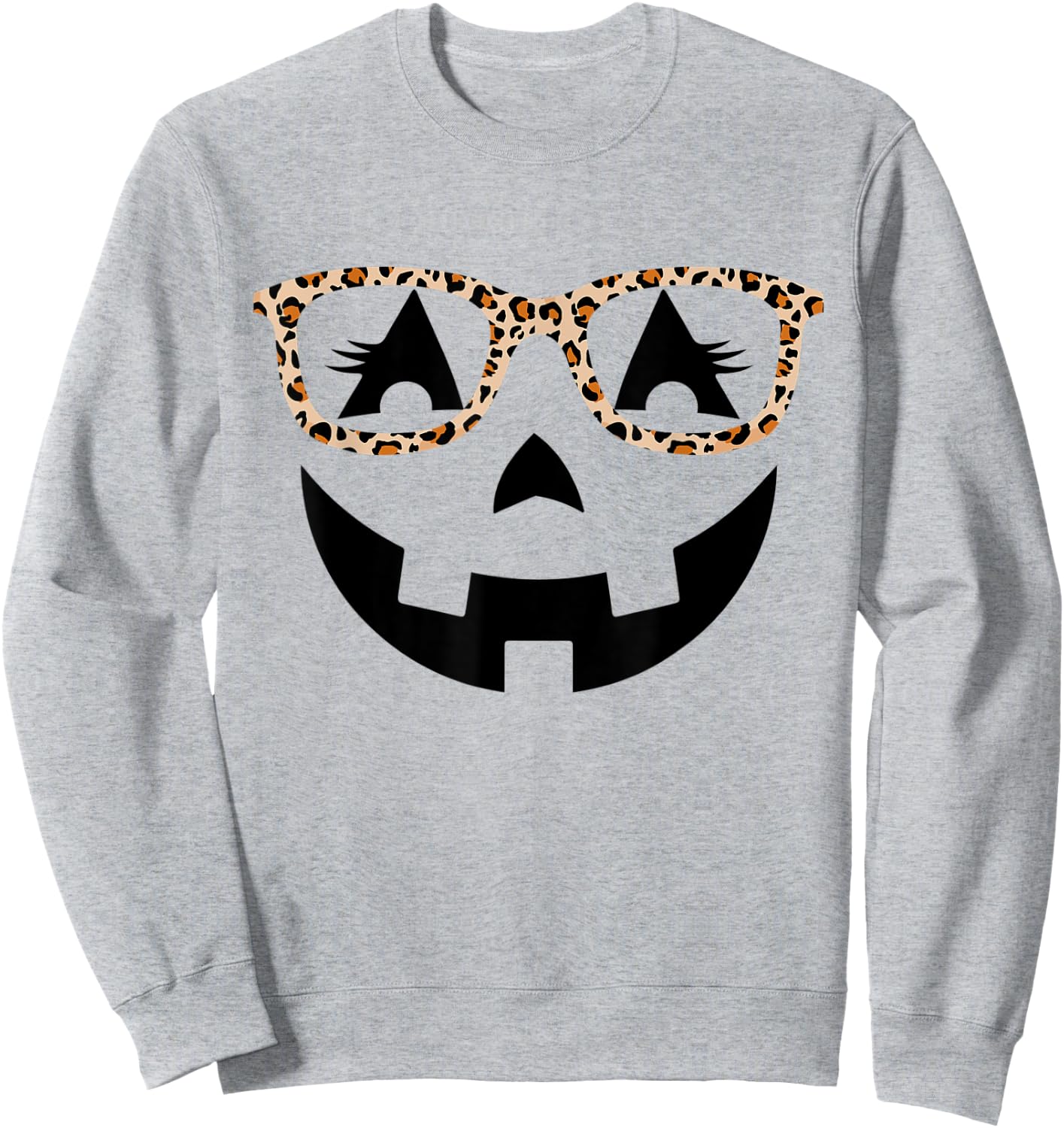 Jack O Lantern With Glasses Shirt Women Halloween Leopard Sweatshirt - Sweatshirt | Ash