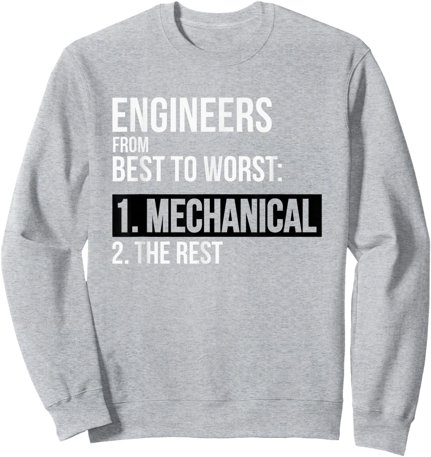 Engineers From Best To Worst Mechanical Engineering Sweatshirt - Sweatshirt | Ash