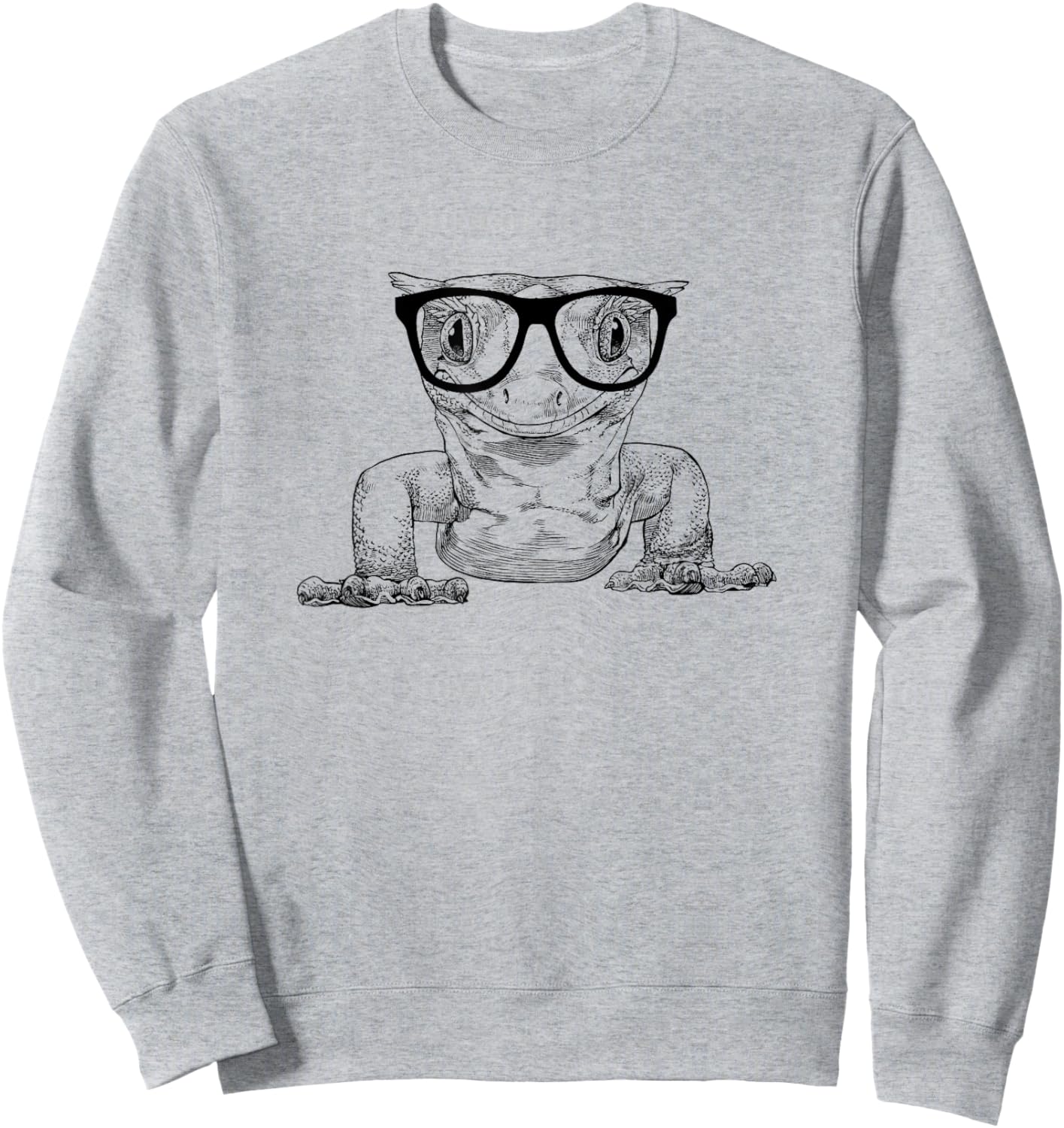 Hipster Crested Gecko in Nerd Glasses Reptile Animal Pet Sweatshirt - Sweatshirt | Ash
