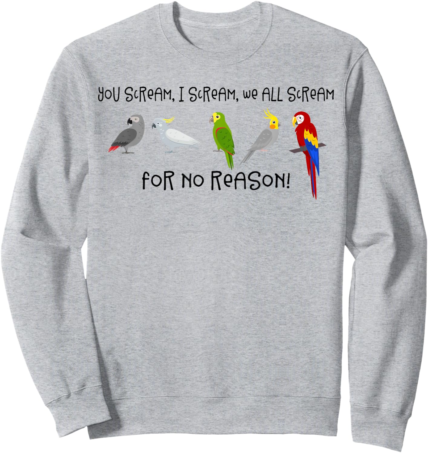 I Scream, You Scream, We All Scream For No Reason Funny Bird Sweatshirt - Sweatshirt | Ash