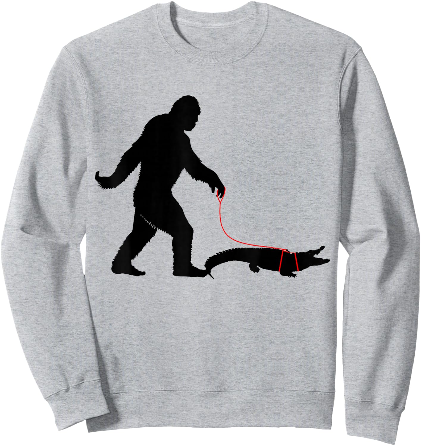 Bigfoot Walking A Crocodile Funny Alligator Animal Lovers Sweatshirt - Sweatshirt | Ash