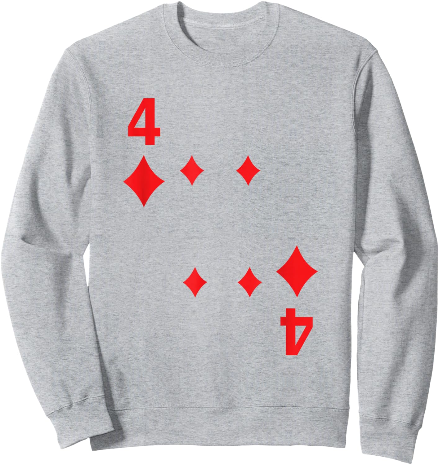 Four 4 of Diamonds Shirt Poker Playing Card Costume Sweatshirt - Sweatshirt | Ash