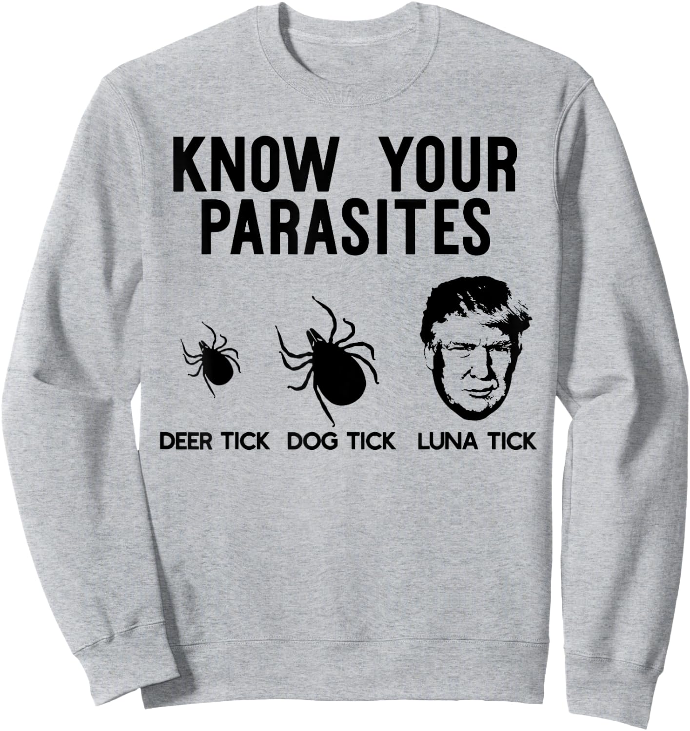 Know Your Parasites Deer Tick Dog Tick Luna Tick Sweatshirt - Sweatshirt | Ash