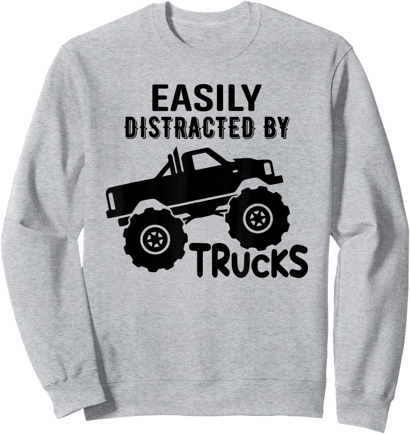Easily Distracted By Trucks Truck Lover Boy Vintage Sweatshirt - Sweatshirt | Ash