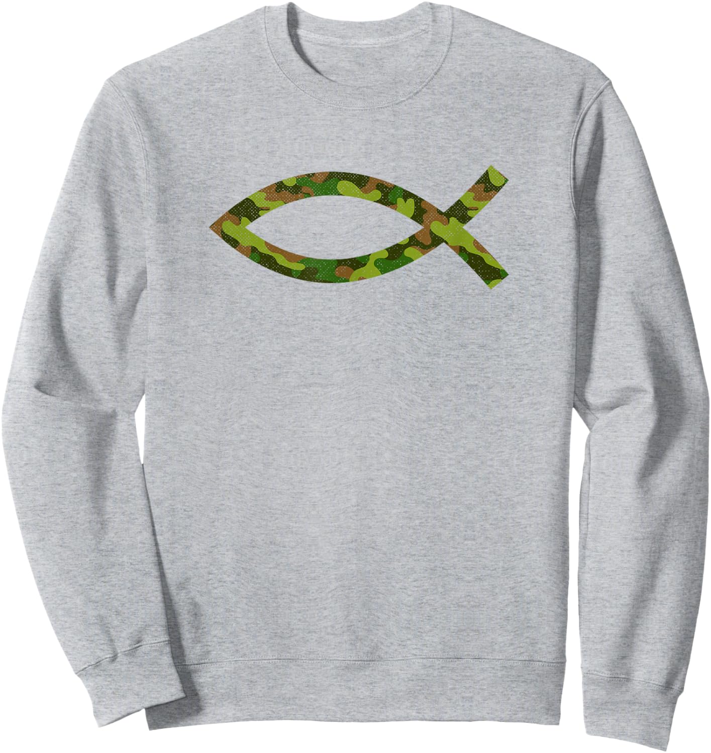 Jesus Christ Fish Camouflage Religious Christian Sweatshirt - Sweatshirt | Ash