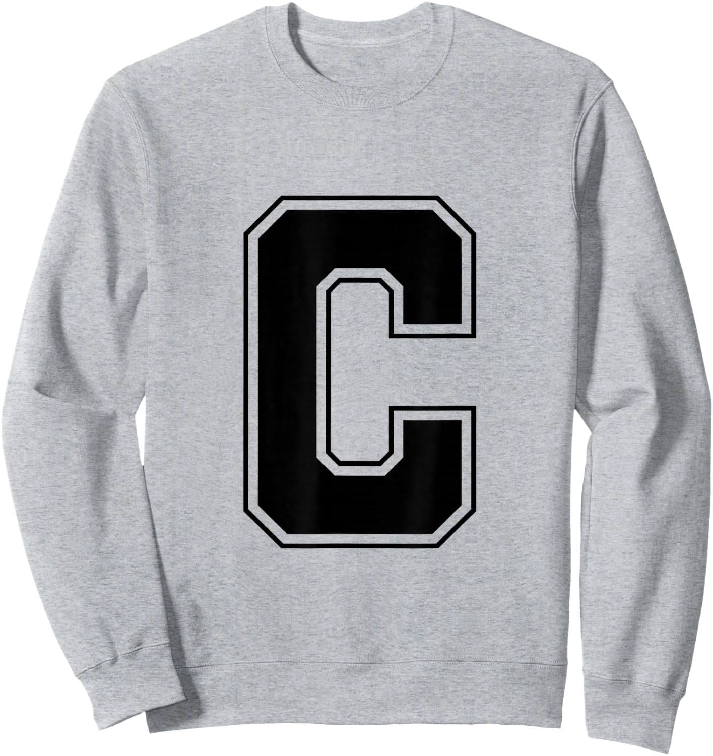 Letter C Big Bold Capital Varsity Alphabet Monogram Sweatshirt - Sweatshirt | Ash