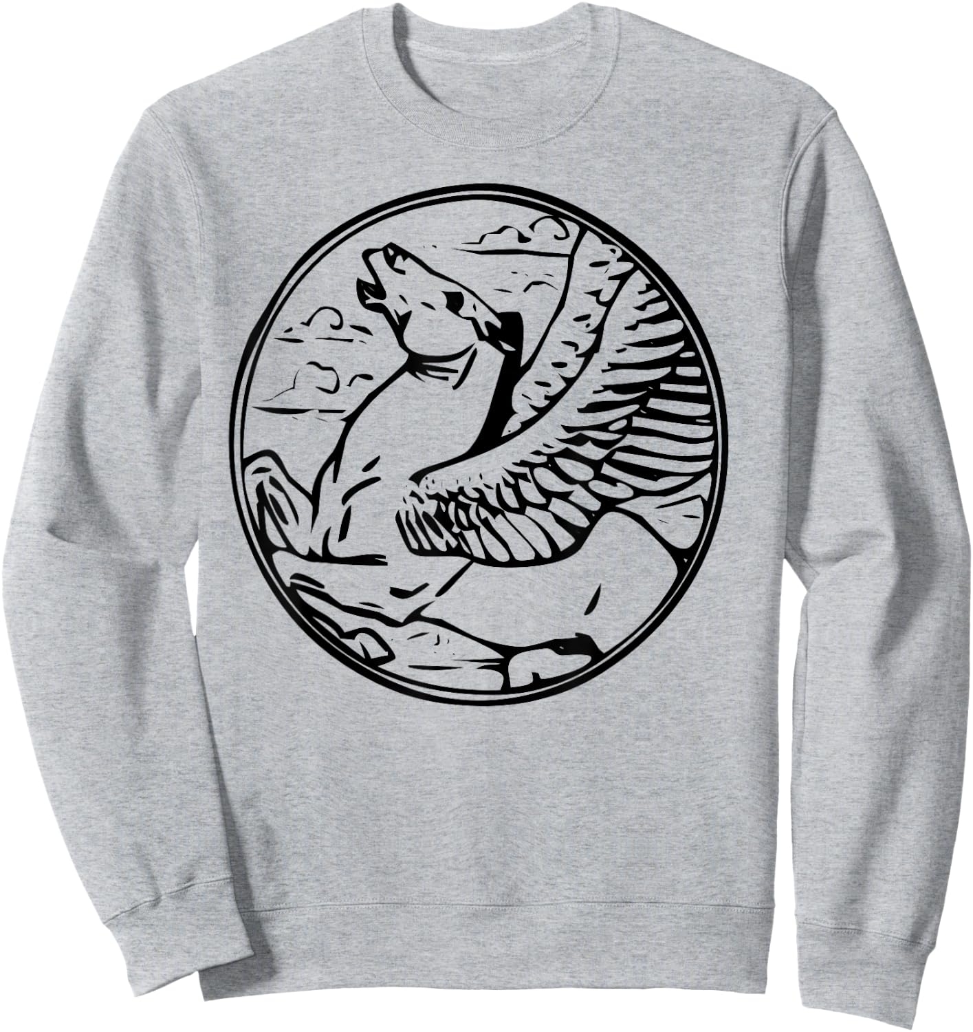 Pegasus Flying Winged Horse Sweatshirt - Sweatshirt | Ash
