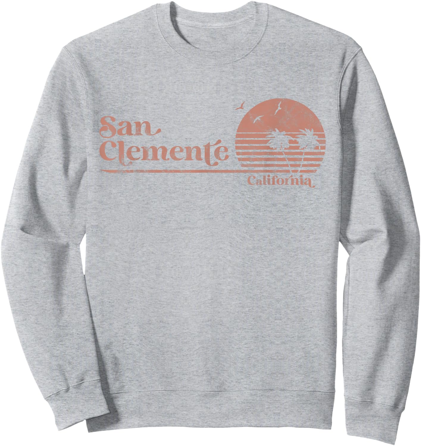 Vintage San Clemente California Palm Trees CA Retro Sweatshirt - Sweatshirt | Ash