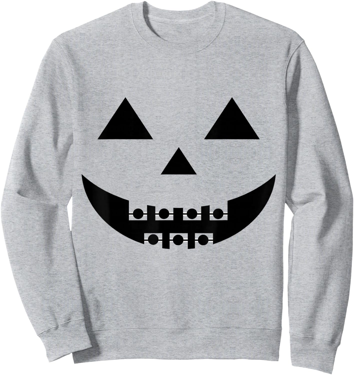 Pumpkin Braces Face for Teens Halloween Jack O Lantern Sweatshirt - Sweatshirt | Ash
