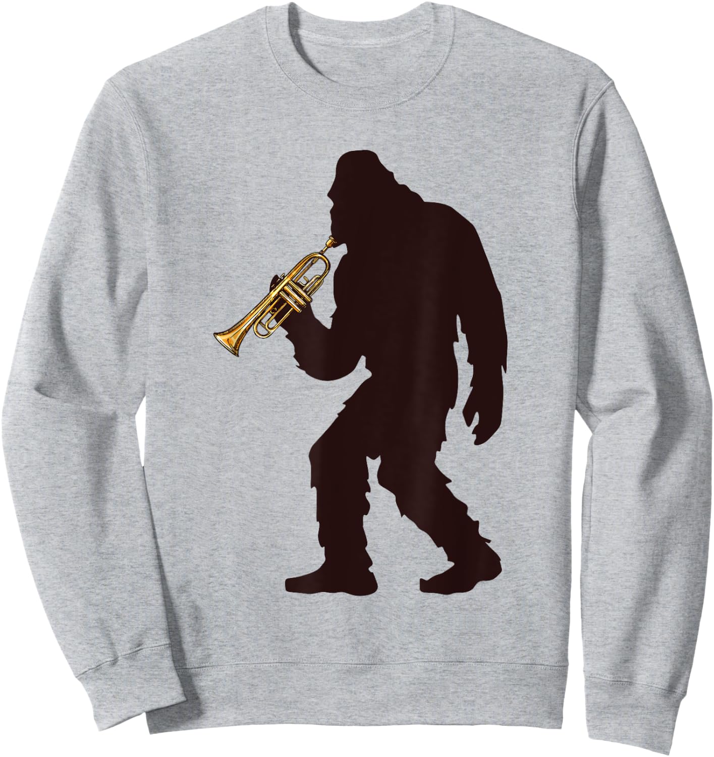 Bigfoot Playing Trumpet Music Funny Musical Instruments Sweatshirt - Sweatshirt | Ash