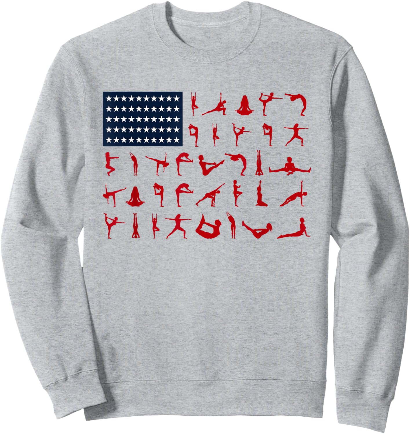 Yoga Pilates Poses American Flag 4th Of July Independence Women Men Sweatshirt - Sweatshirt | Ash