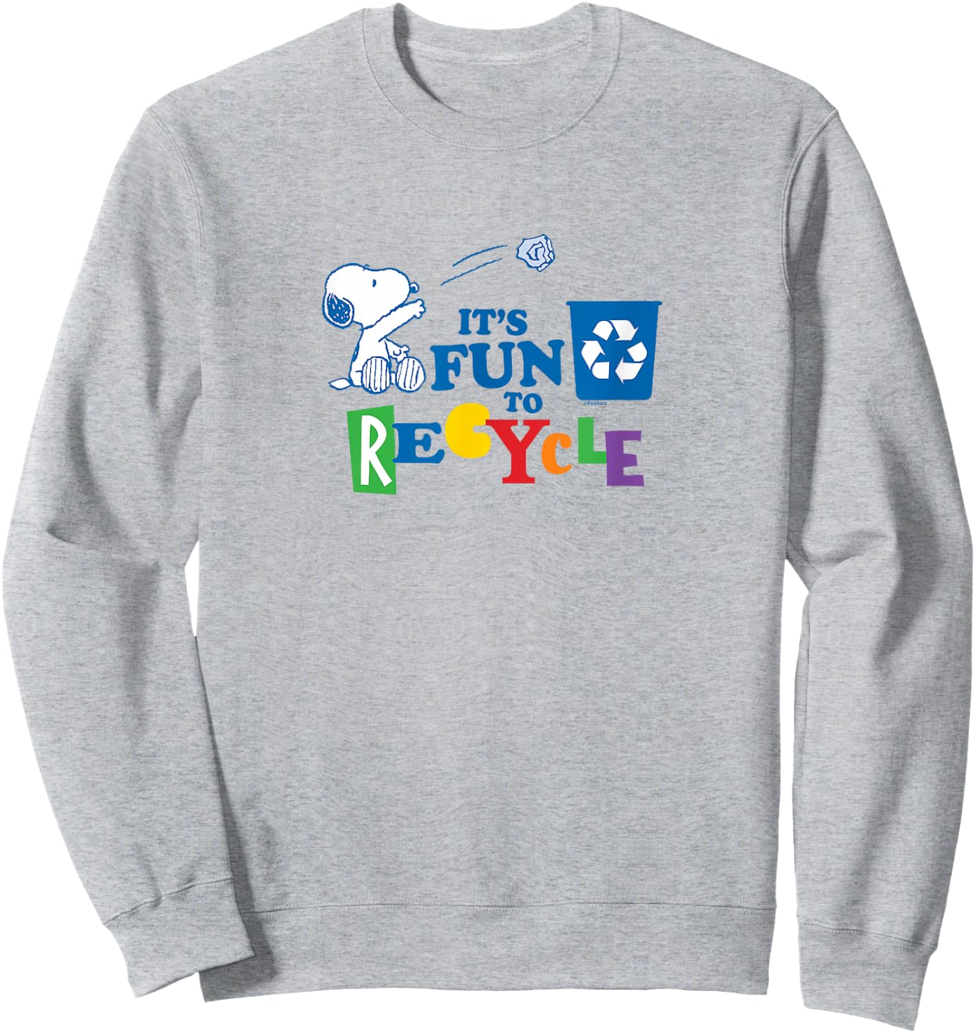 Peanuts - Snoopy Earth Day It's Fun To Recycle Sweatshirt - Sweatshirt | Ash