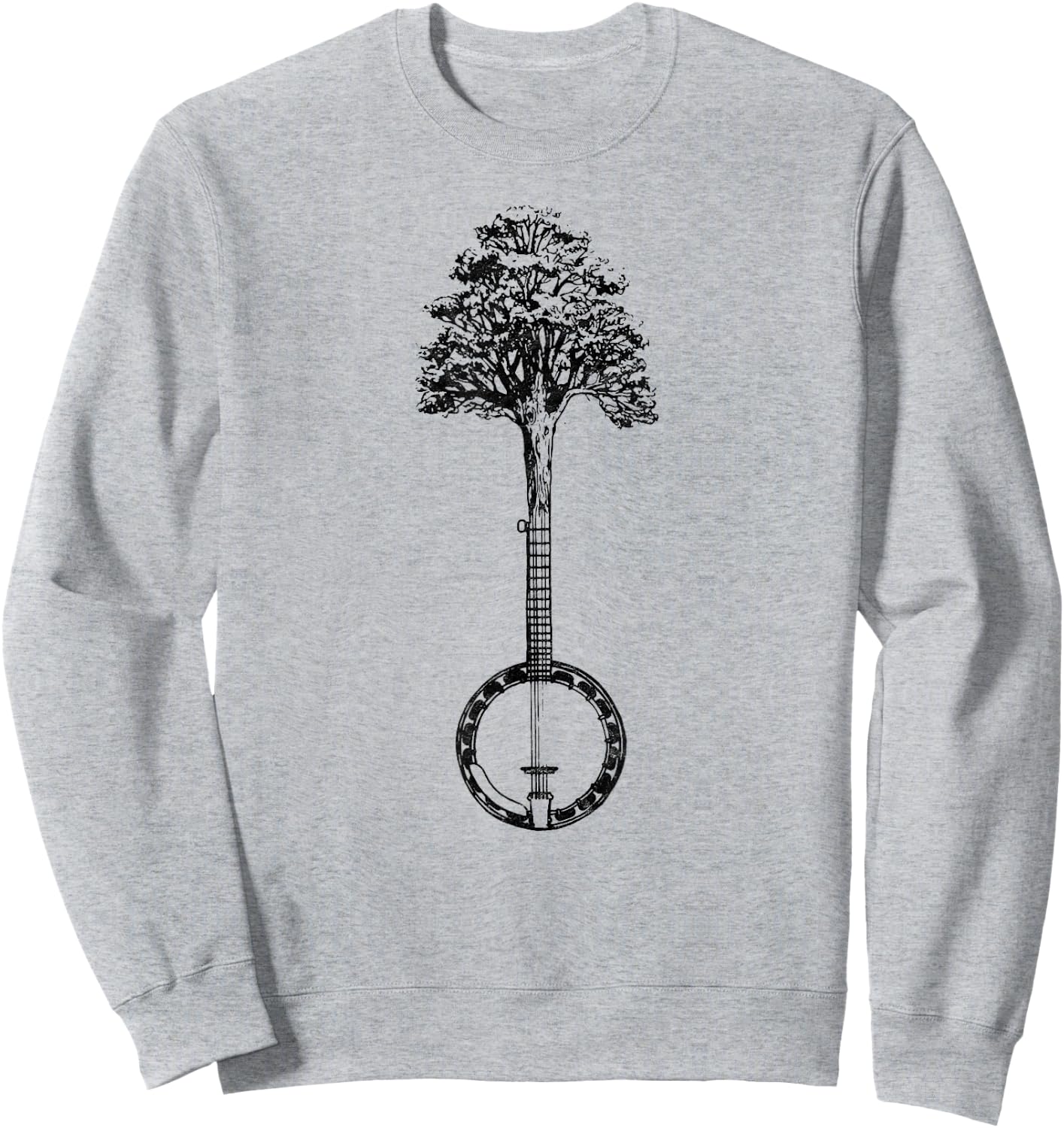 Banjo Tree Minimalist Design Vintage Nature & Music Graphic Sweatshirt - Sweatshirt | Ash