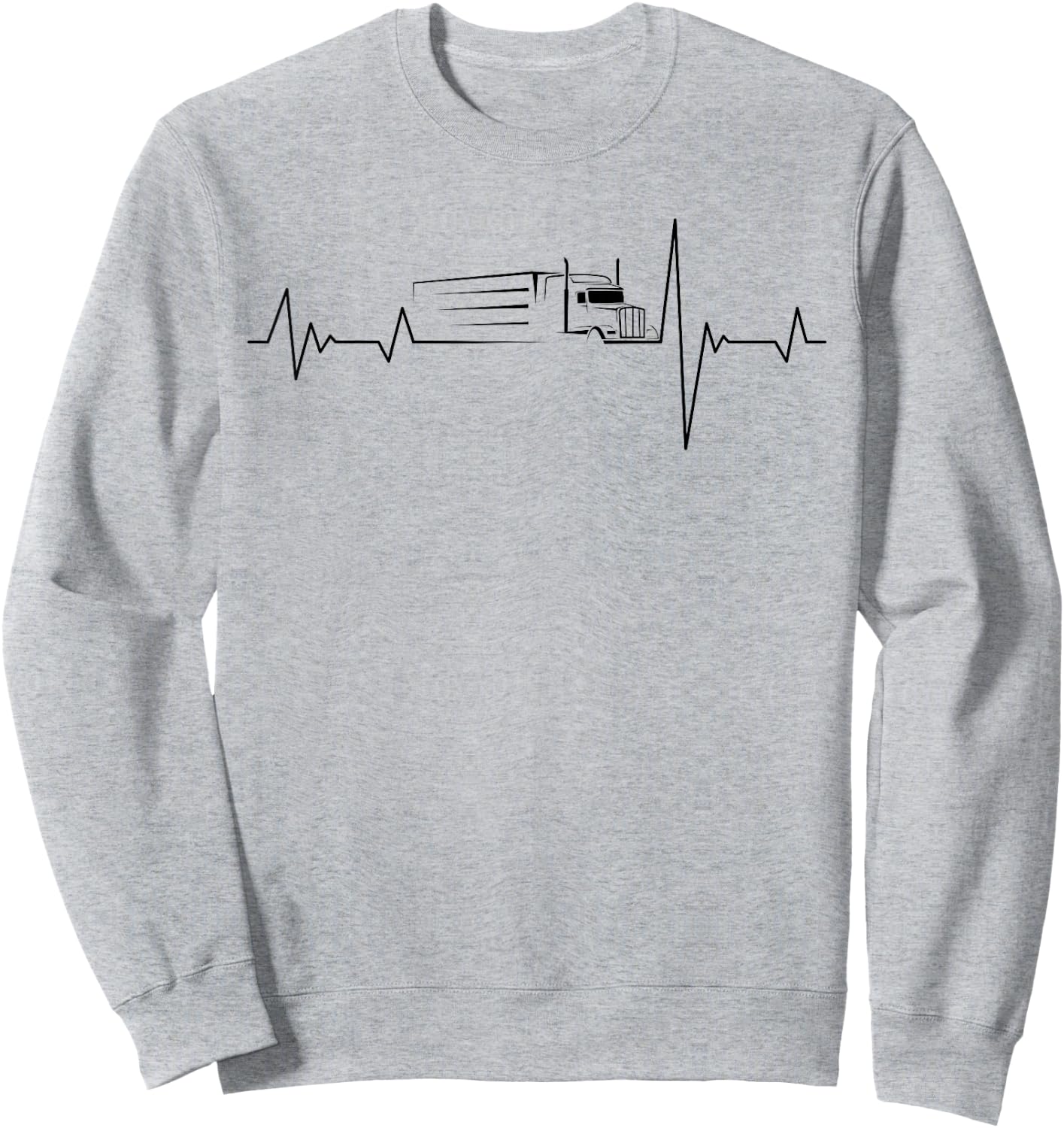 Truck Driver Heartbeat 18 Wheeler Tractor Unit Gift Sweatshirt - Sweatshirt | Ash