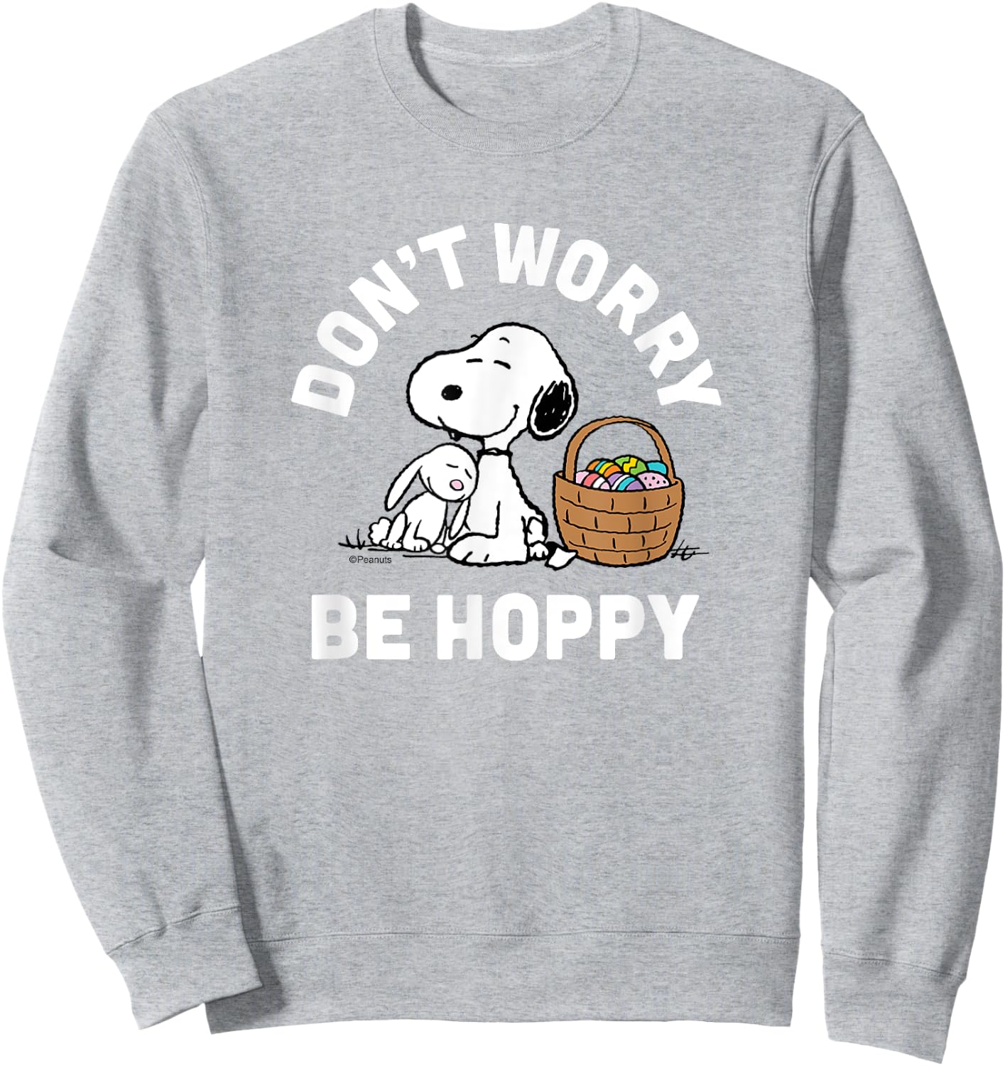 Peanuts - Snoopy Easter Rabbit Don't Worry Be Hoppy Sweatshirt - Sweatshirt | Ash