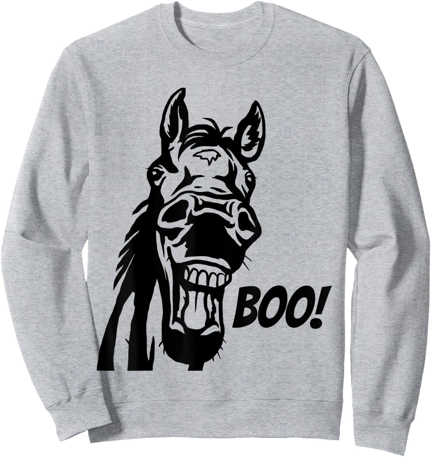 Boo! | Funny Hiding Horse Lover Peekaboo Halloween Horse Sweatshirt - Sweatshirt | Ash