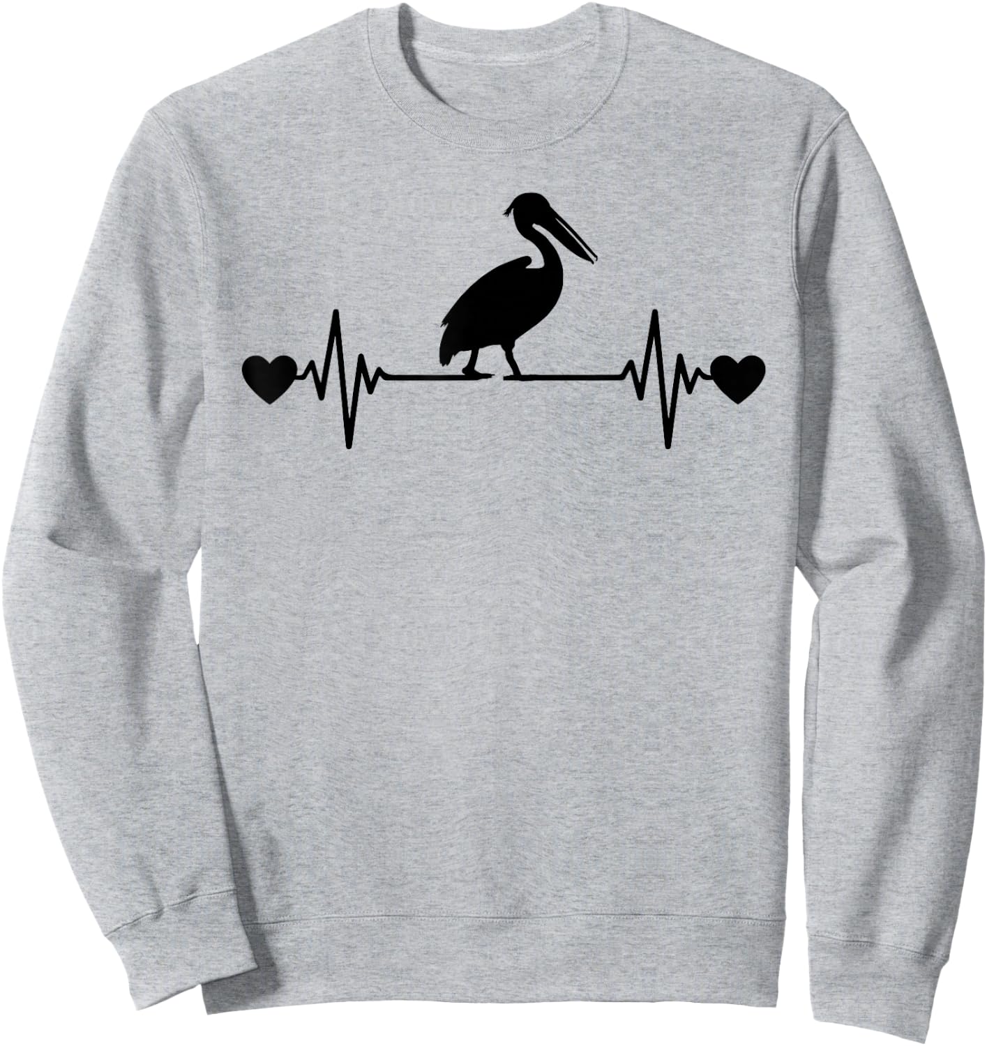 Funny Pelican Lover Men Women Heartbeat Design Pelican Sweatshirt - Sweatshirt | Ash