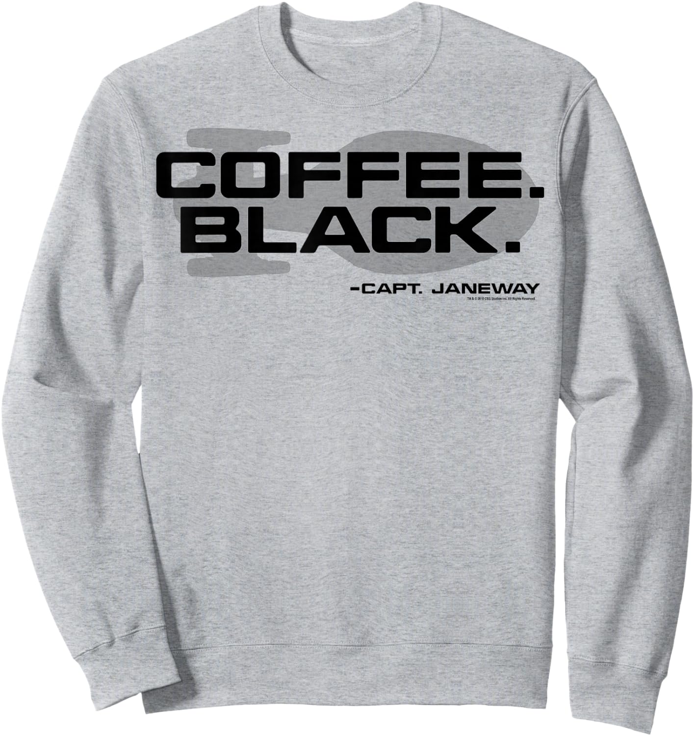 Star Trek Voyager Coffee Black Capt. Janeway Sweatshirt - Sweatshirt | Ash