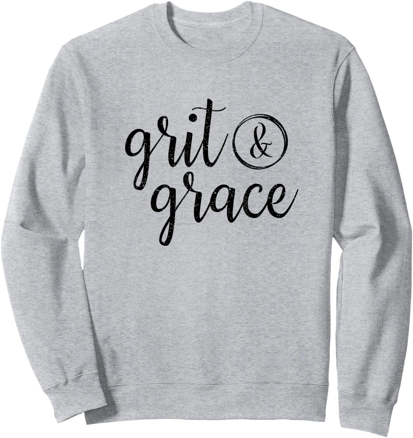 Grit & Grace Vintage Distressed Text T Shirt Sweatshirt - Sweatshirt | Ash