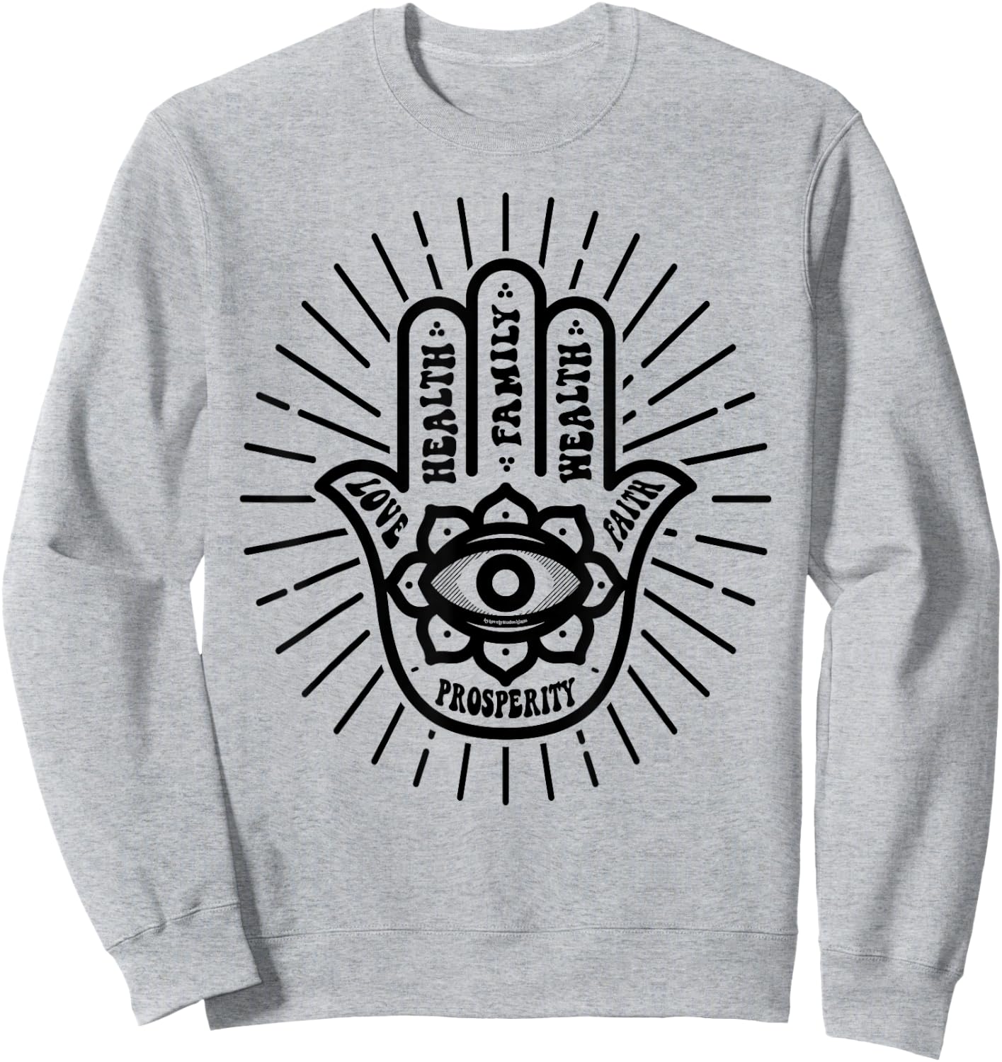 Hamsa Hand Protection Boho Spiritual Aesthetic Sweatshirt - Sweatshirt | Ash