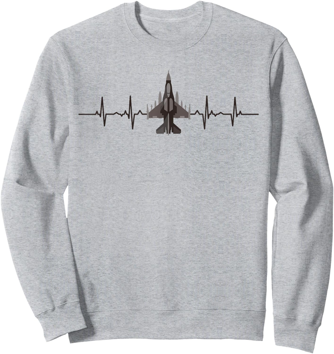 F-16 Jet Fighter Heartbeat Funny EKG Aviation Pilot Gift Men Sweatshirt - Sweatshirt | Ash