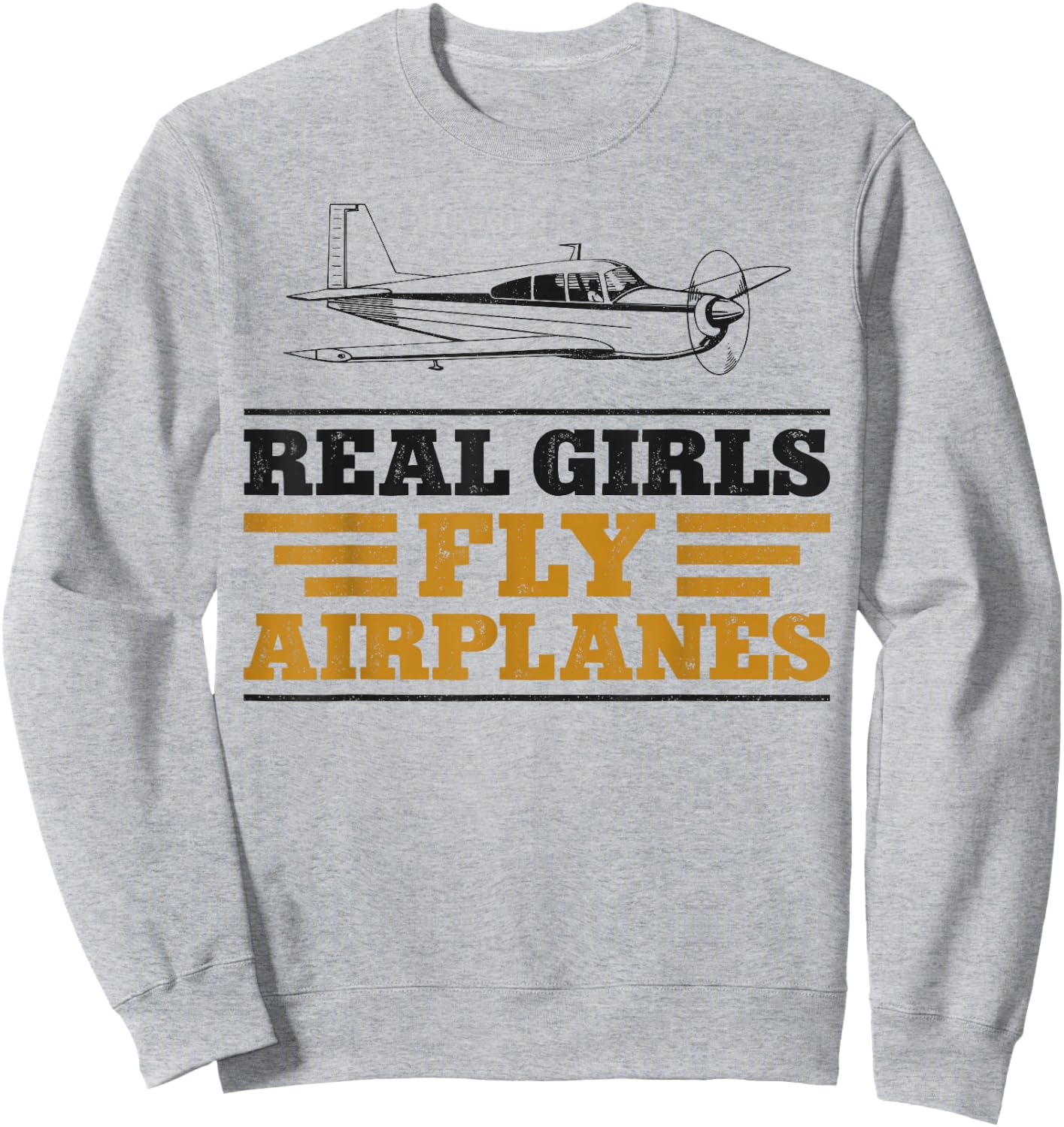 Airplane Pilot Girl Vintage Real Girls Fly Airplanes Sweatshirt - Sweatshirt | Ash