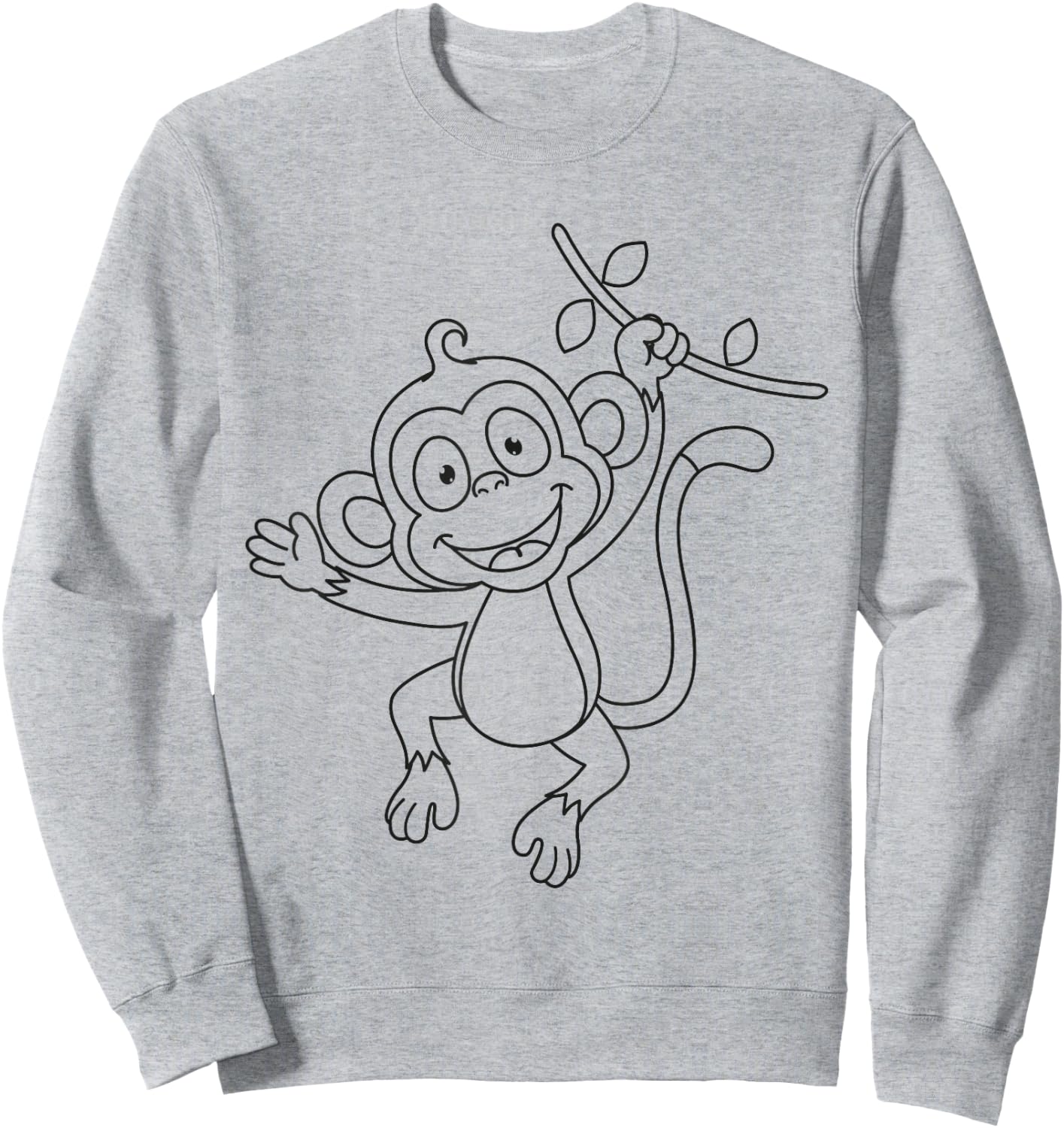 Cute monkey to paint and color in for children Sweatshirt - Sweatshirt | Ash