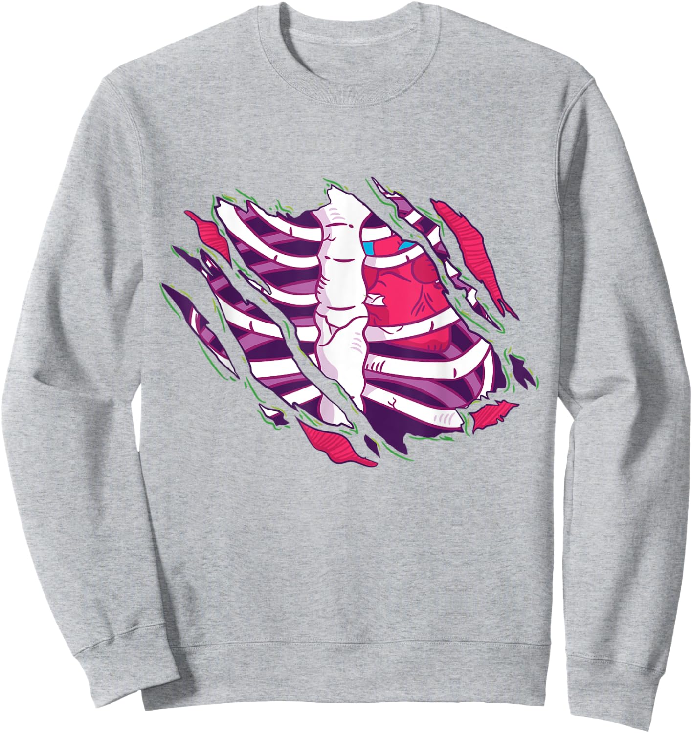 Zombie Ribcage Bones Costume Sweatshirt - Sweatshirt | Ash