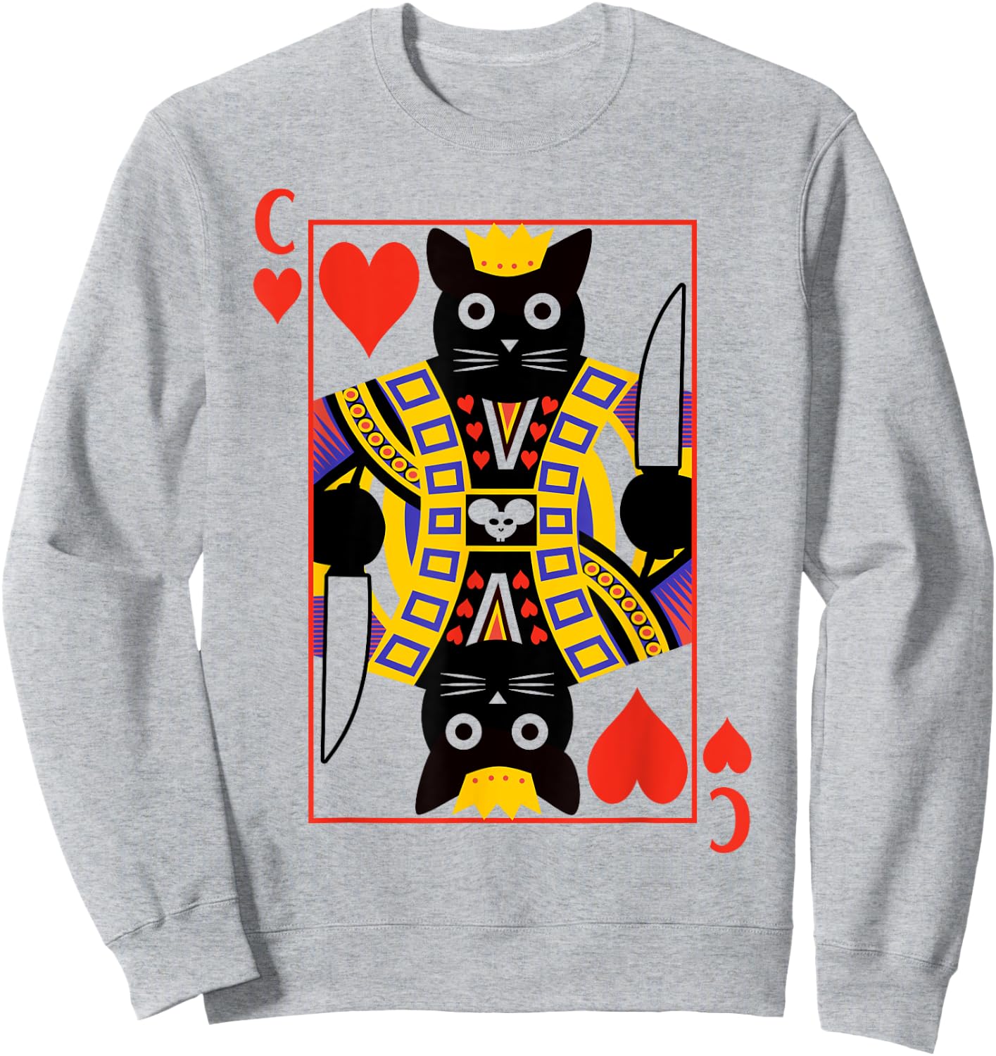 King Of Hearts Cat Poker Playing Card Women Sweatshirt - Sweatshirt | Ash