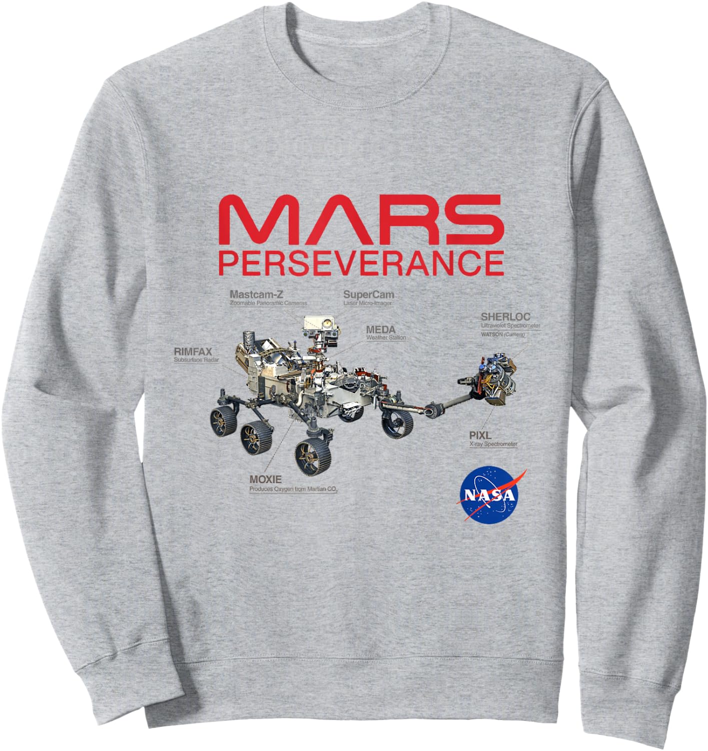 NASA Mars Perseverance Rover Diagram Sweatshirt - Sweatshirt | Ash