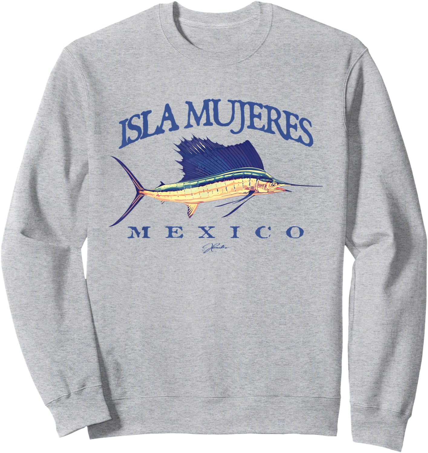 JCombs: Isla Mujeres, Mexico, Vintage Sailfish Sweatshirt - Sweatshirt | Ash