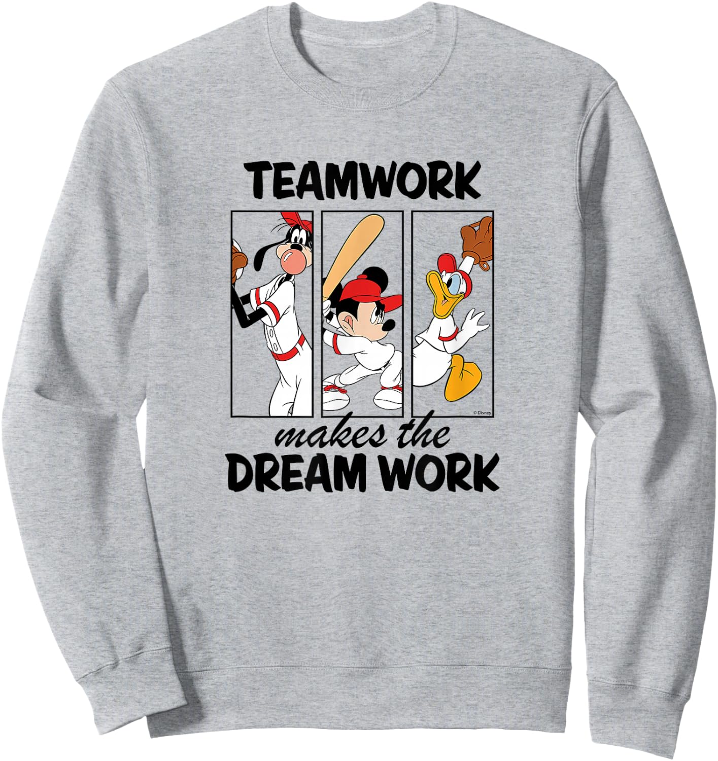 Disney - Mickey Team Work Makes The Dream Work Baseball Sweatshirt - Sweatshirt | Ash