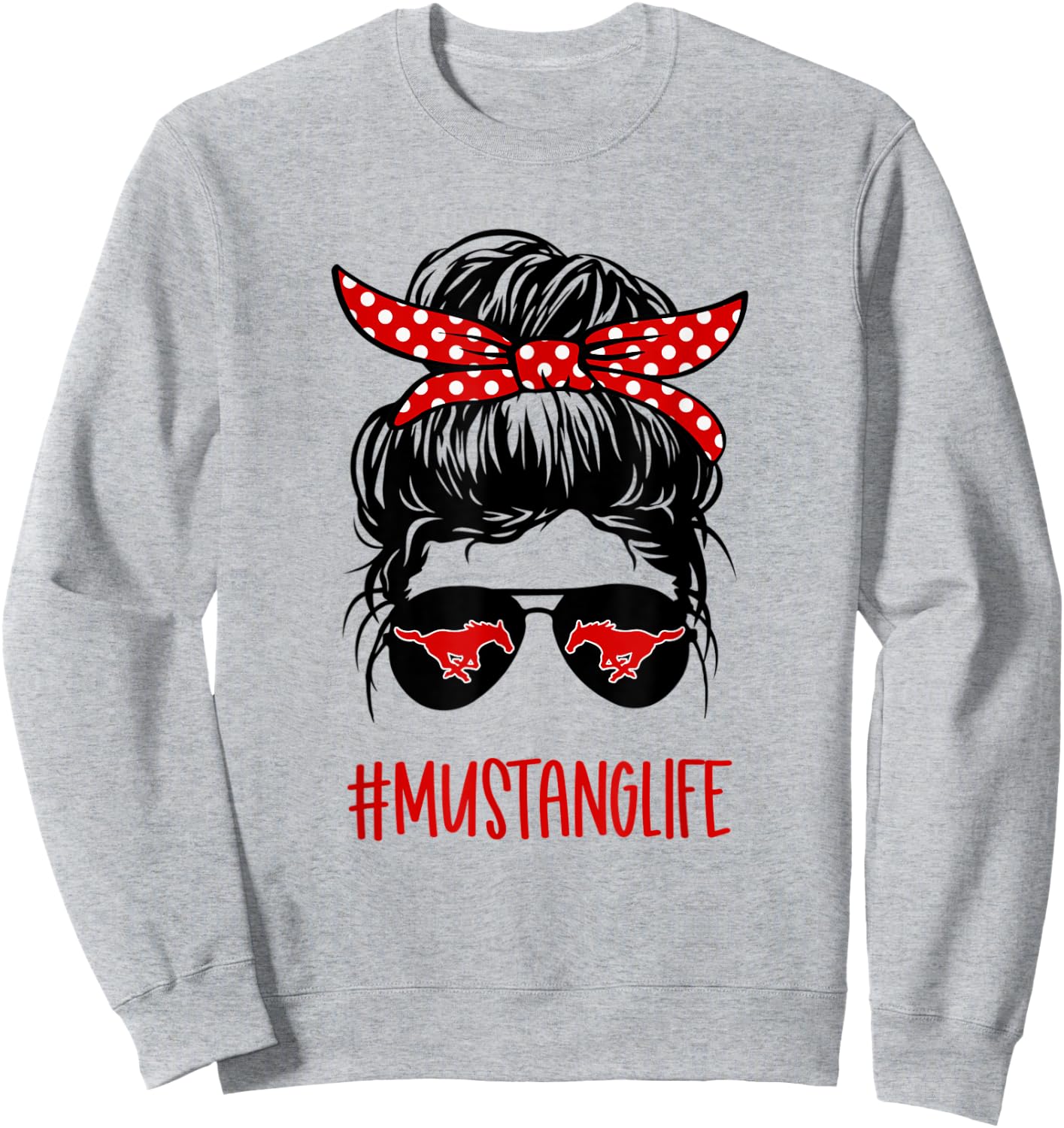 Mustang Life Messy Bun Red Sweatshirt - Sweatshirt | Ash