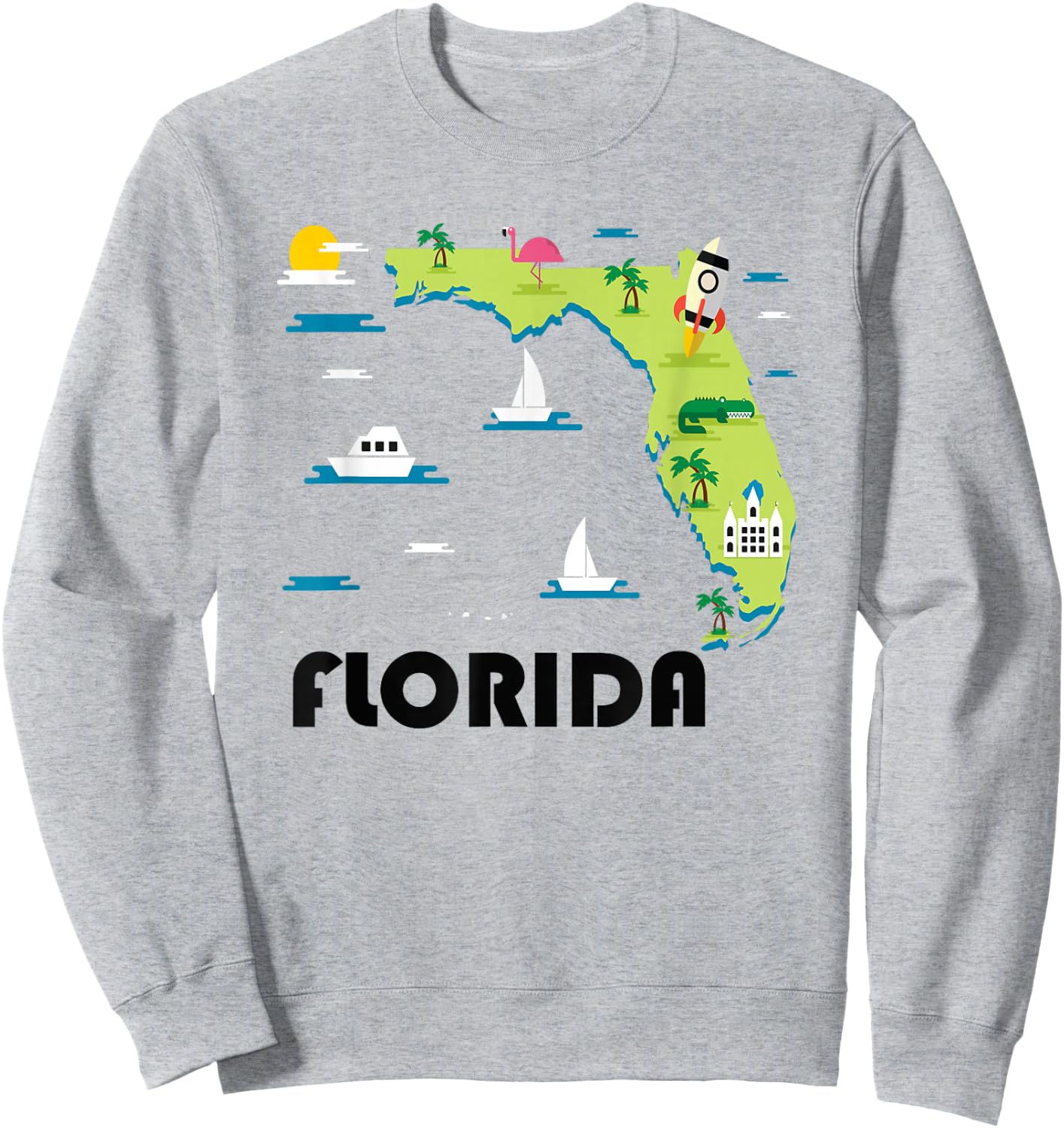Florida State Home Vintage Map Tourist Shirt Sweatshirt - Sweatshirt | Ash