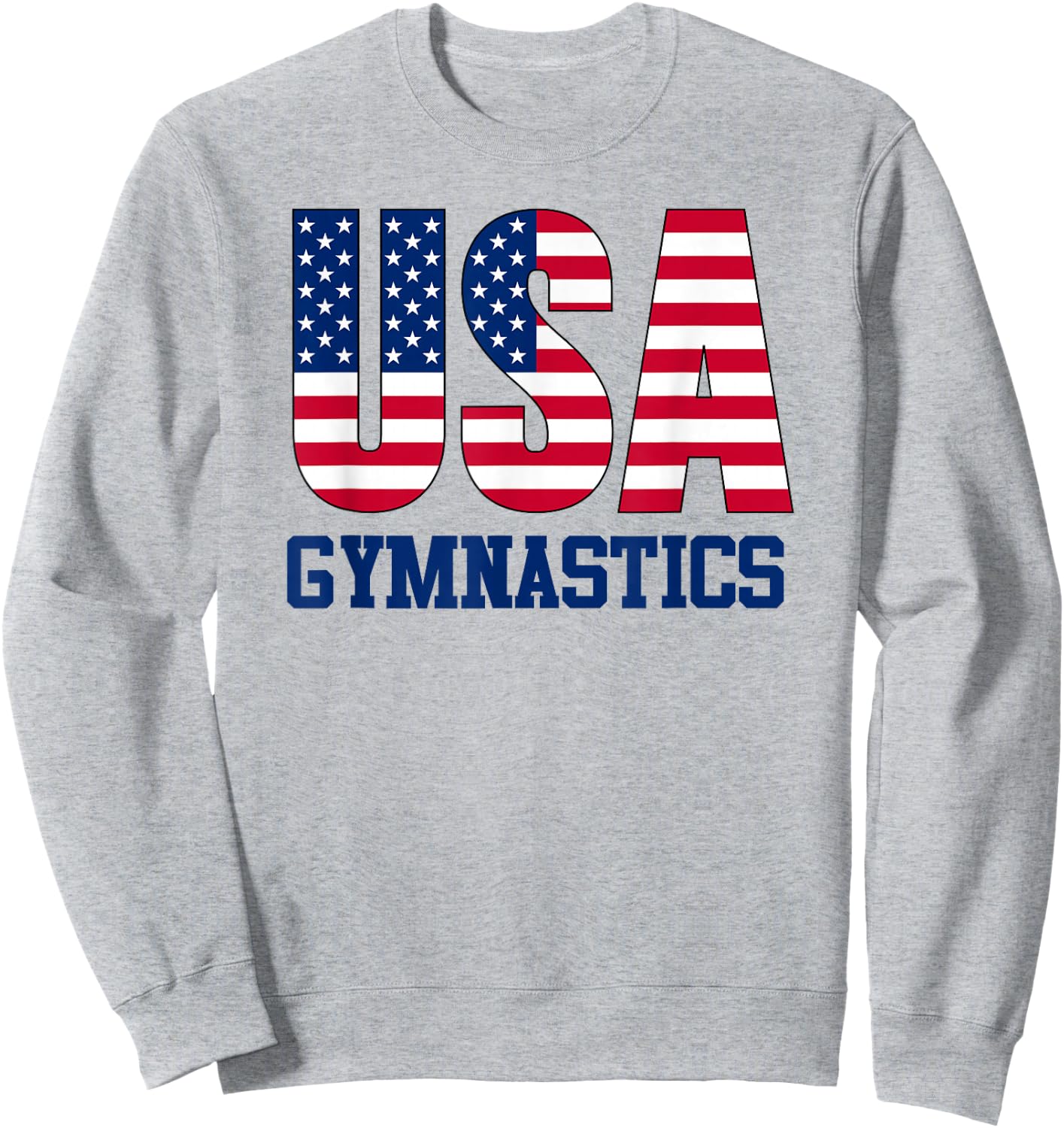 USA with American Flag Gymnastics Sports Sweatshirt - Sweatshirt | Ash