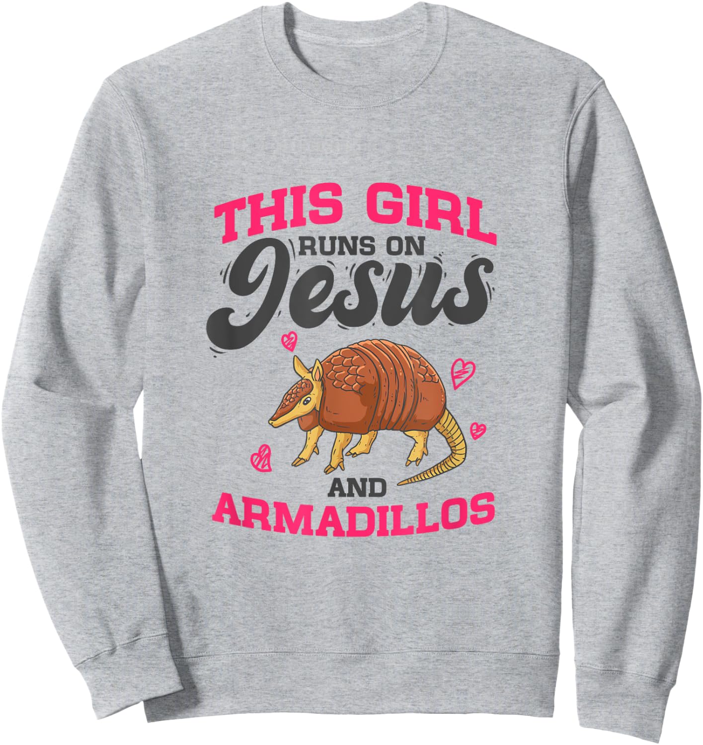 Armadillo Lover - This Girl Runs On Jesus And Armadillos Sweatshirt - Sweatshirt | Ash