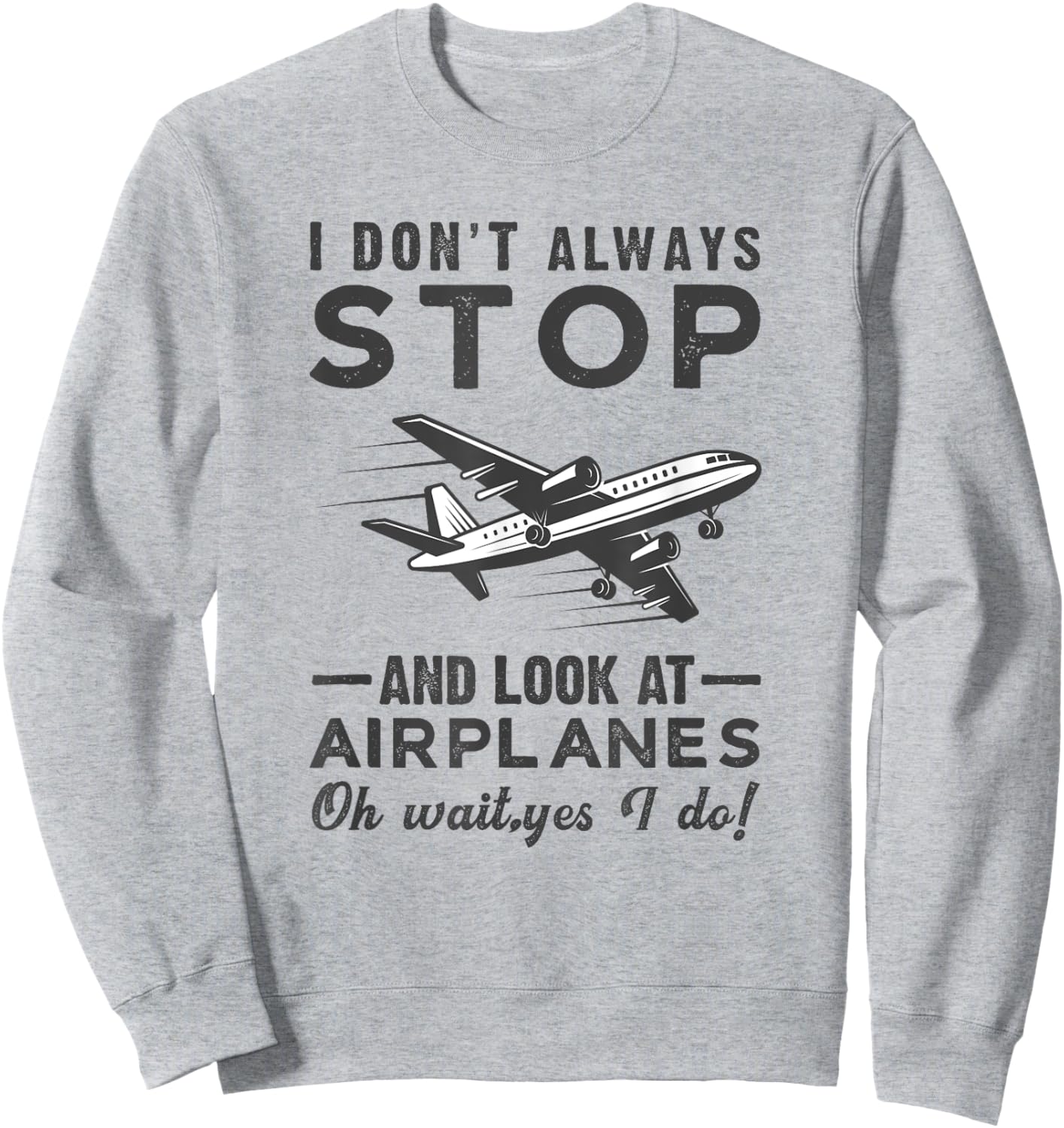 I Don't Always Stop And Look at Airplanes Novelty Humor Sweatshirt - Sweatshirt | Ash