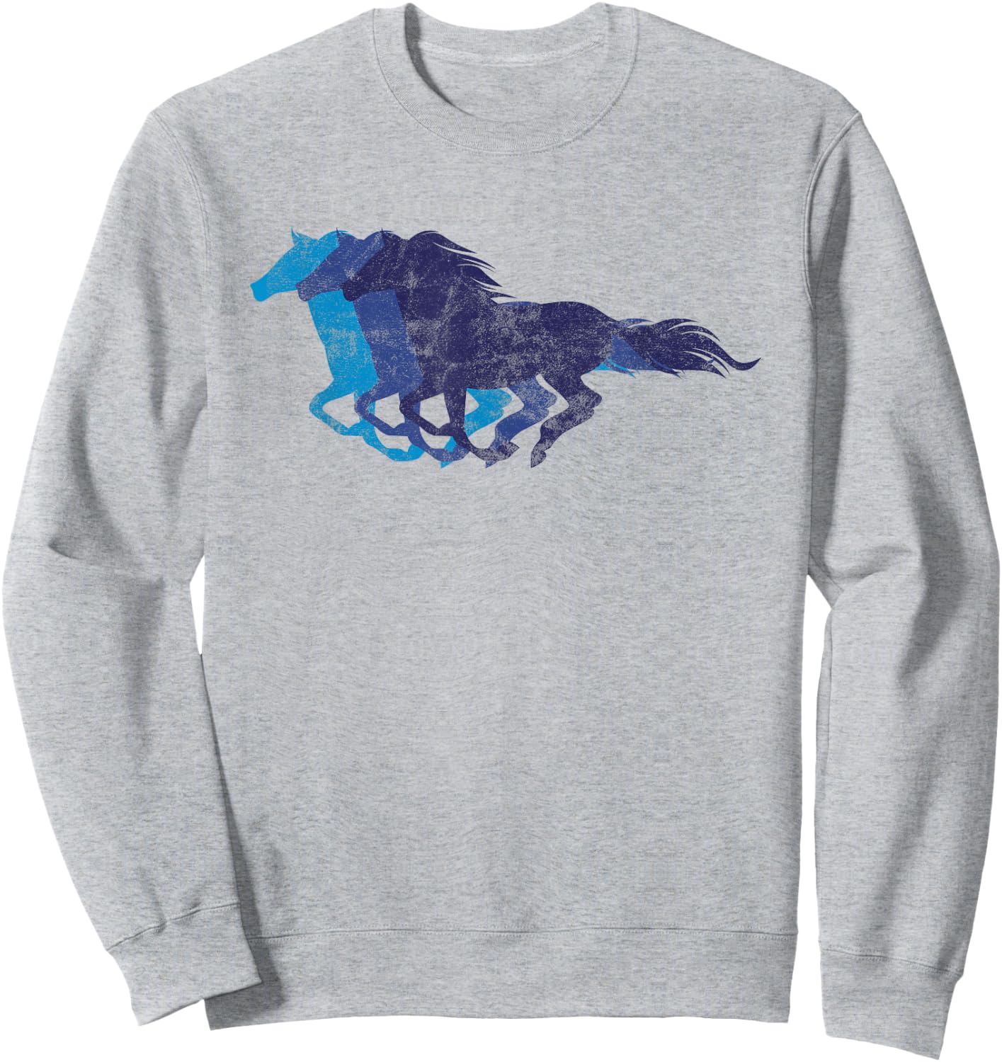 Blue Horse Racing Silhouette Shirt Equitation Sweatshirt - Sweatshirt | Ash
