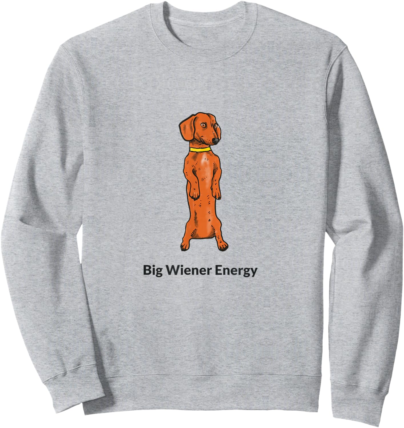 Katatat Designs Big Wiener Energy - Women's Dachshund Pattern - Blue - 3X-Large - Classic Fit - Short Sleeve - - Solid Colors: 100% Cotton Sweatshirt - Sweatshirt | Ash