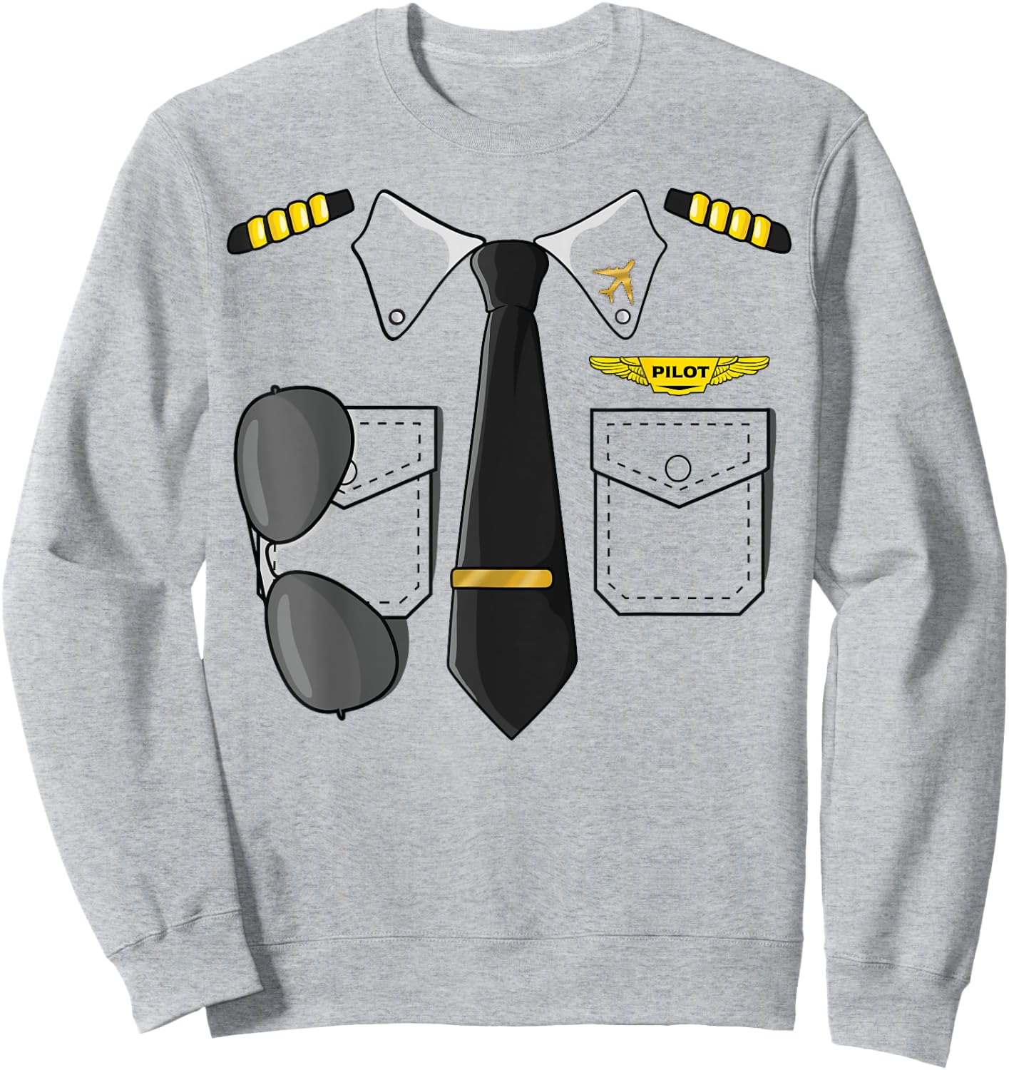 Airplane Airline Pilot Costume Kids Dress Up Halloween Sweatshirt - Sweatshirt | Ash